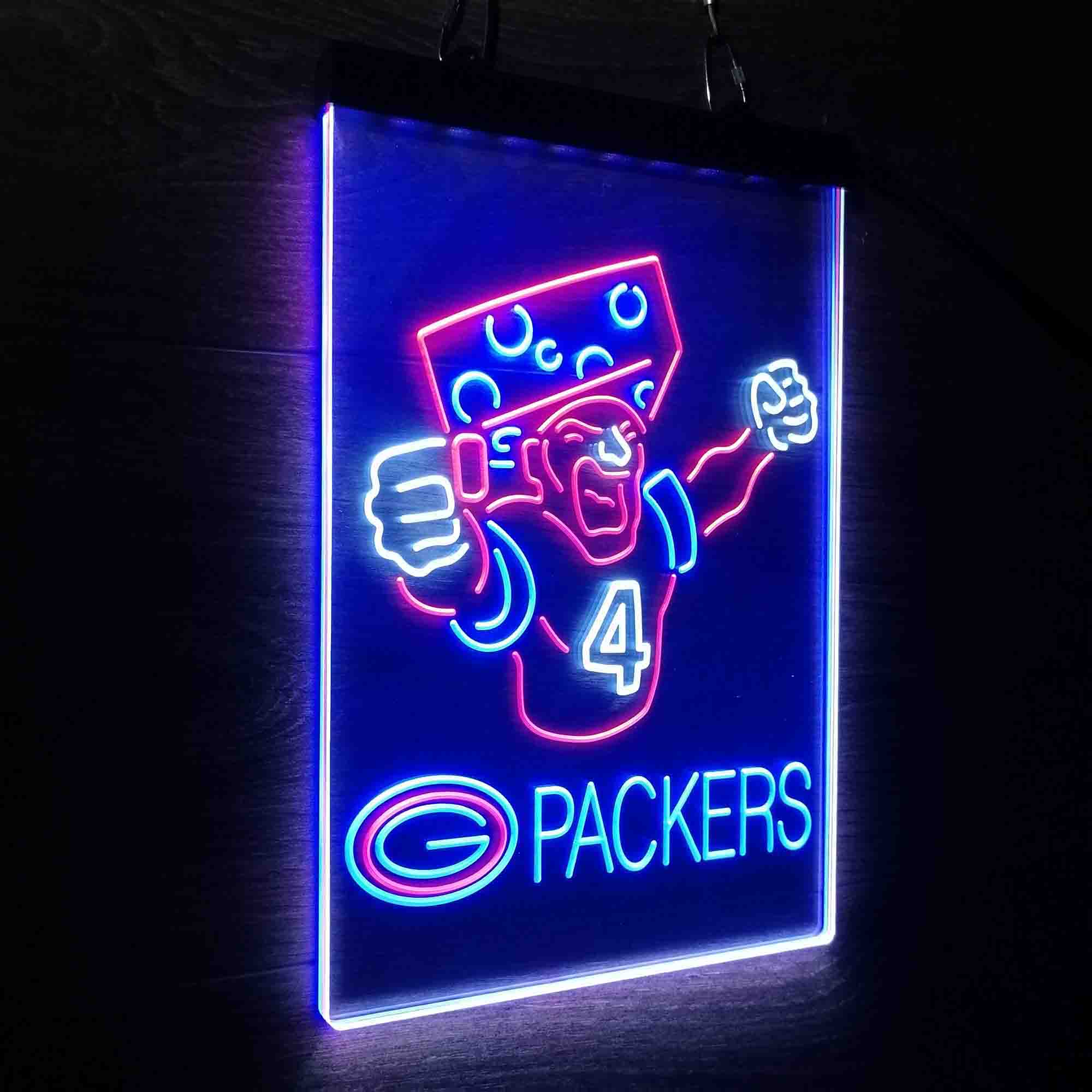 Green Bay Packer #4 Brett Favre Neon 3-Color LED Sign