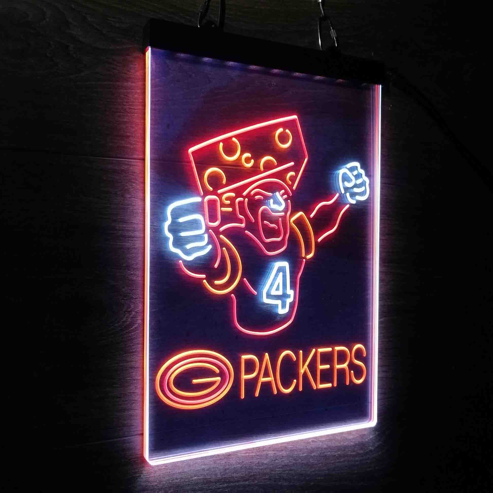 Green Bay Packer #4 Brett Favre Neon 3-Color LED Sign