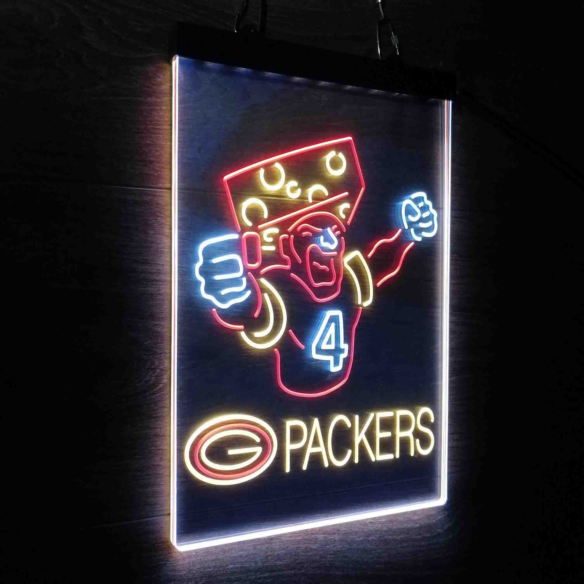 Green Bay Packer #4 Brett Favre Neon 3-Color LED Sign