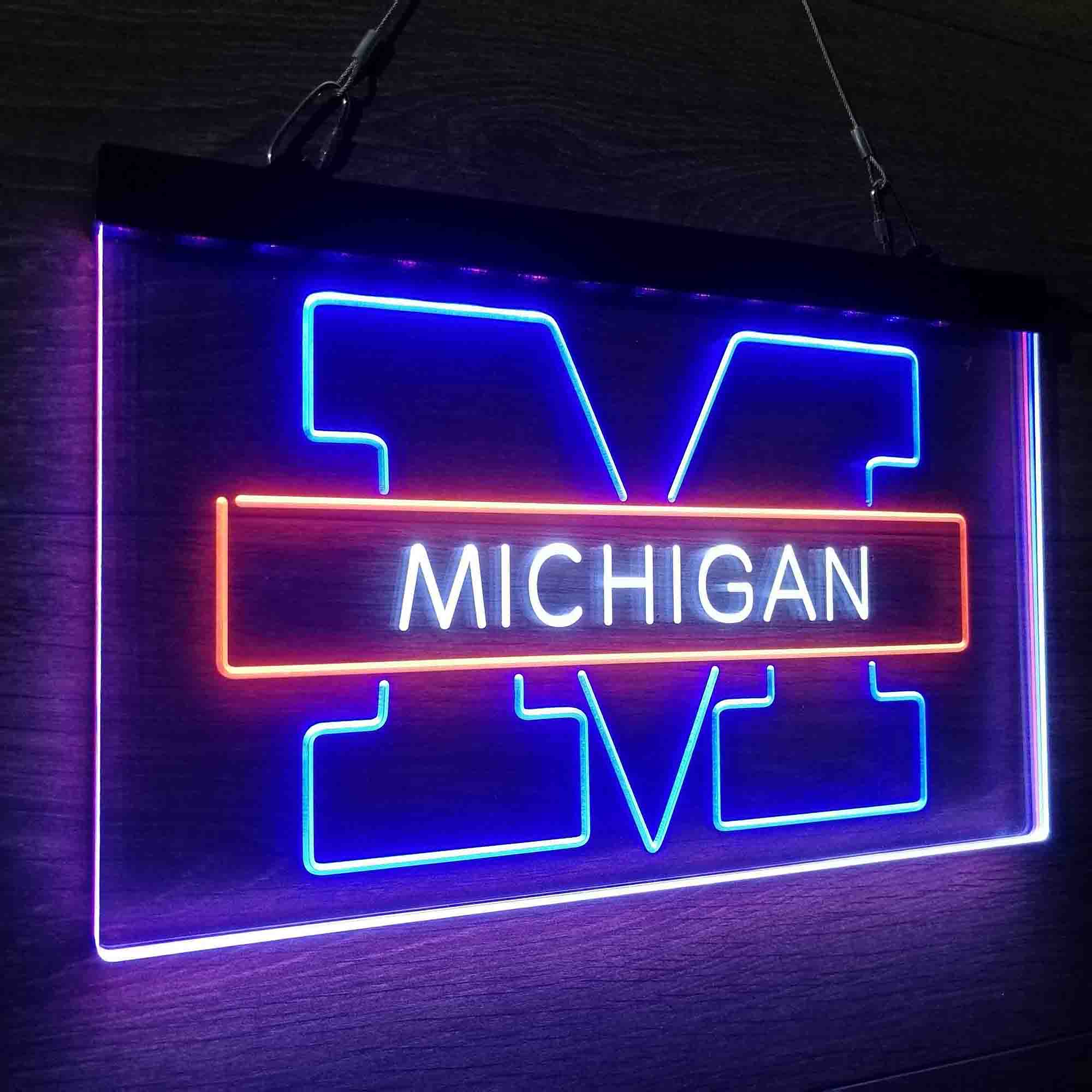 Michigan Sport Team Basketball Neon 3-Color LED Sign