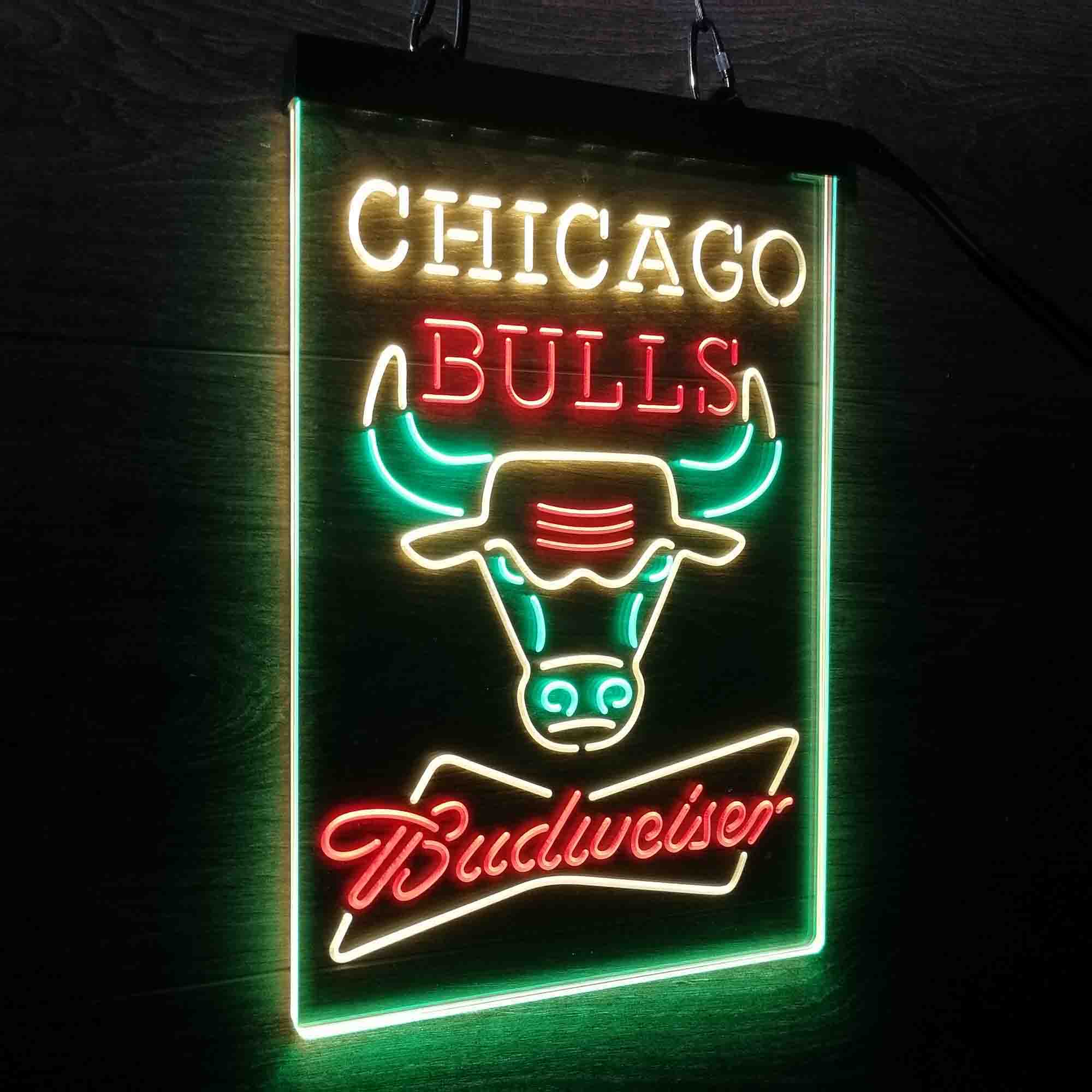 Chicago Bulls Nba Budweiser Neon 3-Color LED Sign