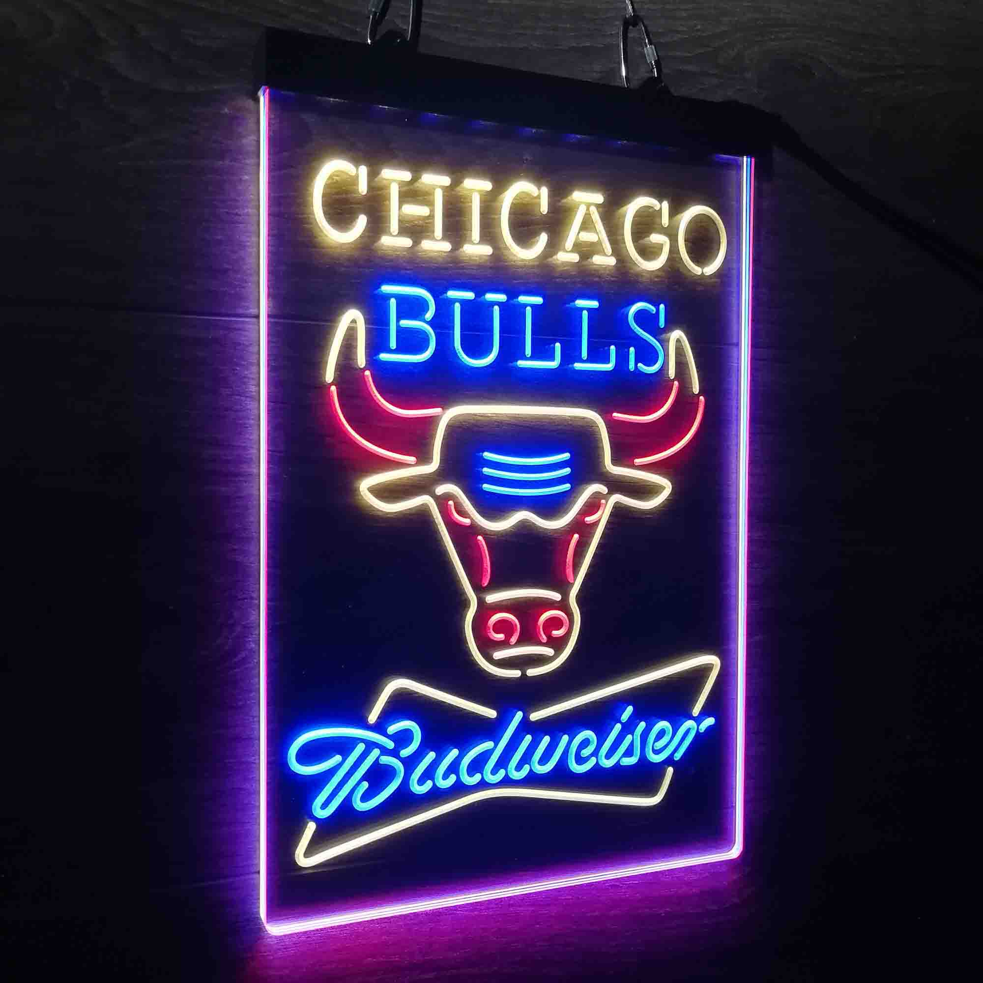 Chicago Bulls Nba Budweiser Neon 3-Color LED Sign