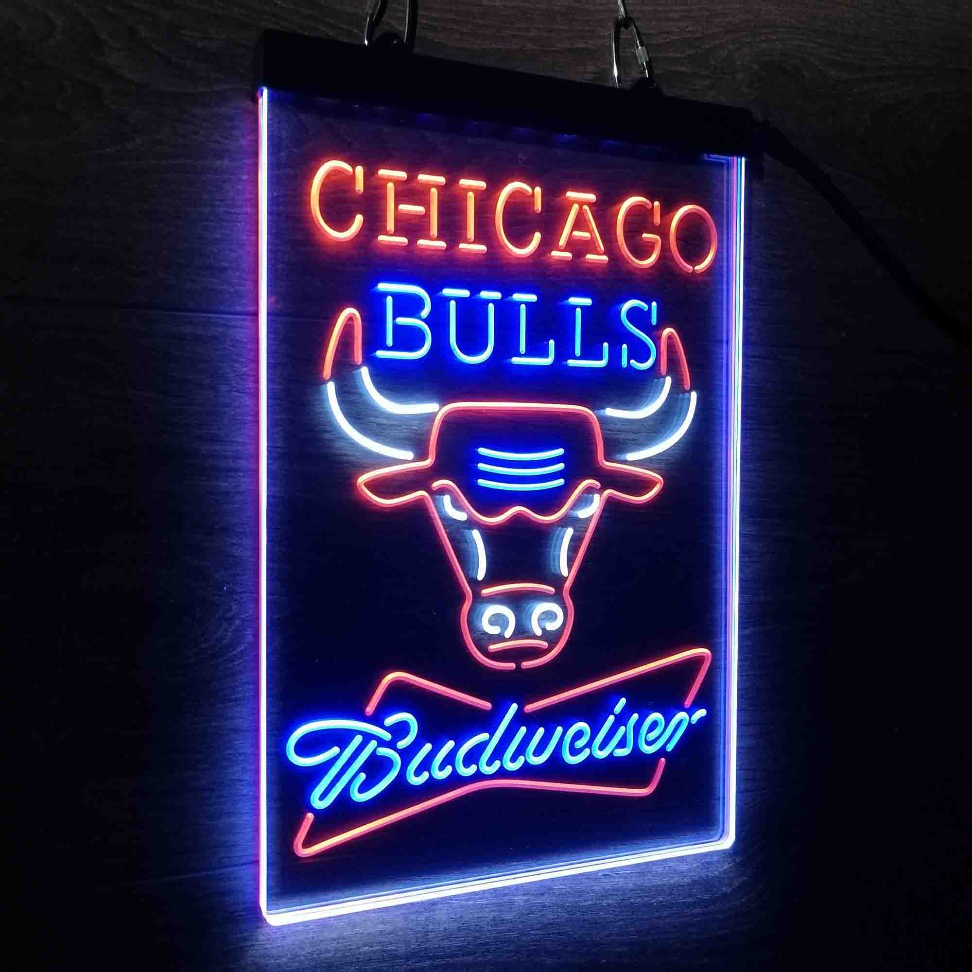 Chicago Bulls Nba Budweiser Neon 3-Color LED Sign