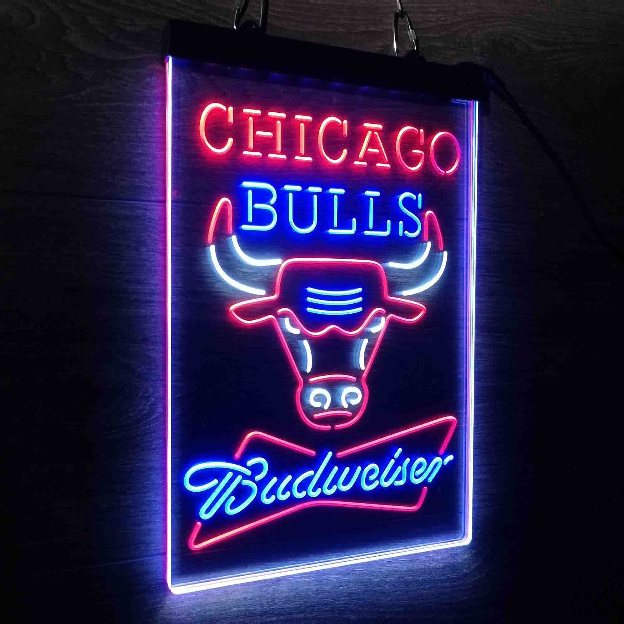 Chicago Bulls Nba Budweiser Neon 3-Color LED Sign