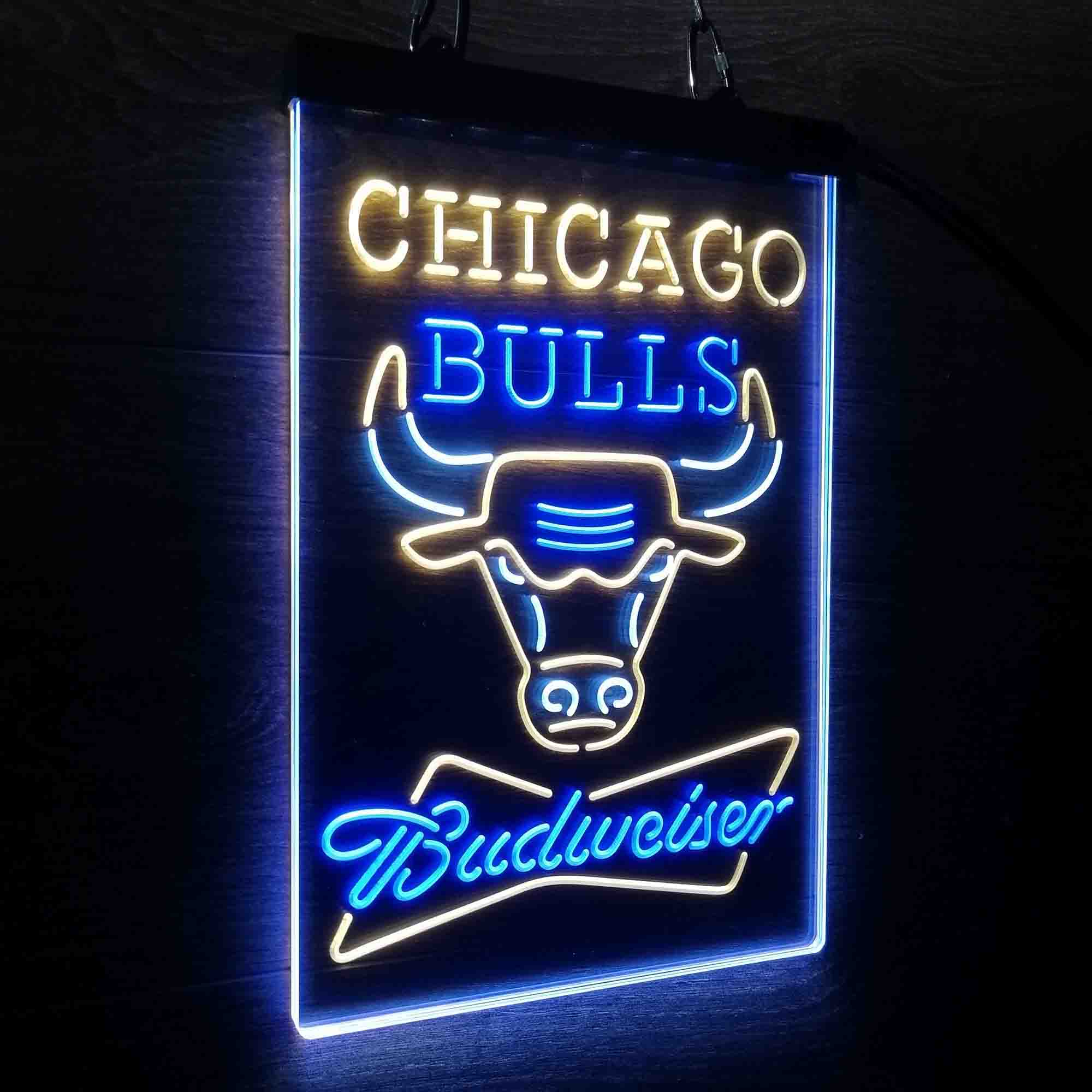 Chicago Bulls Nba Budweiser Neon 3-Color LED Sign