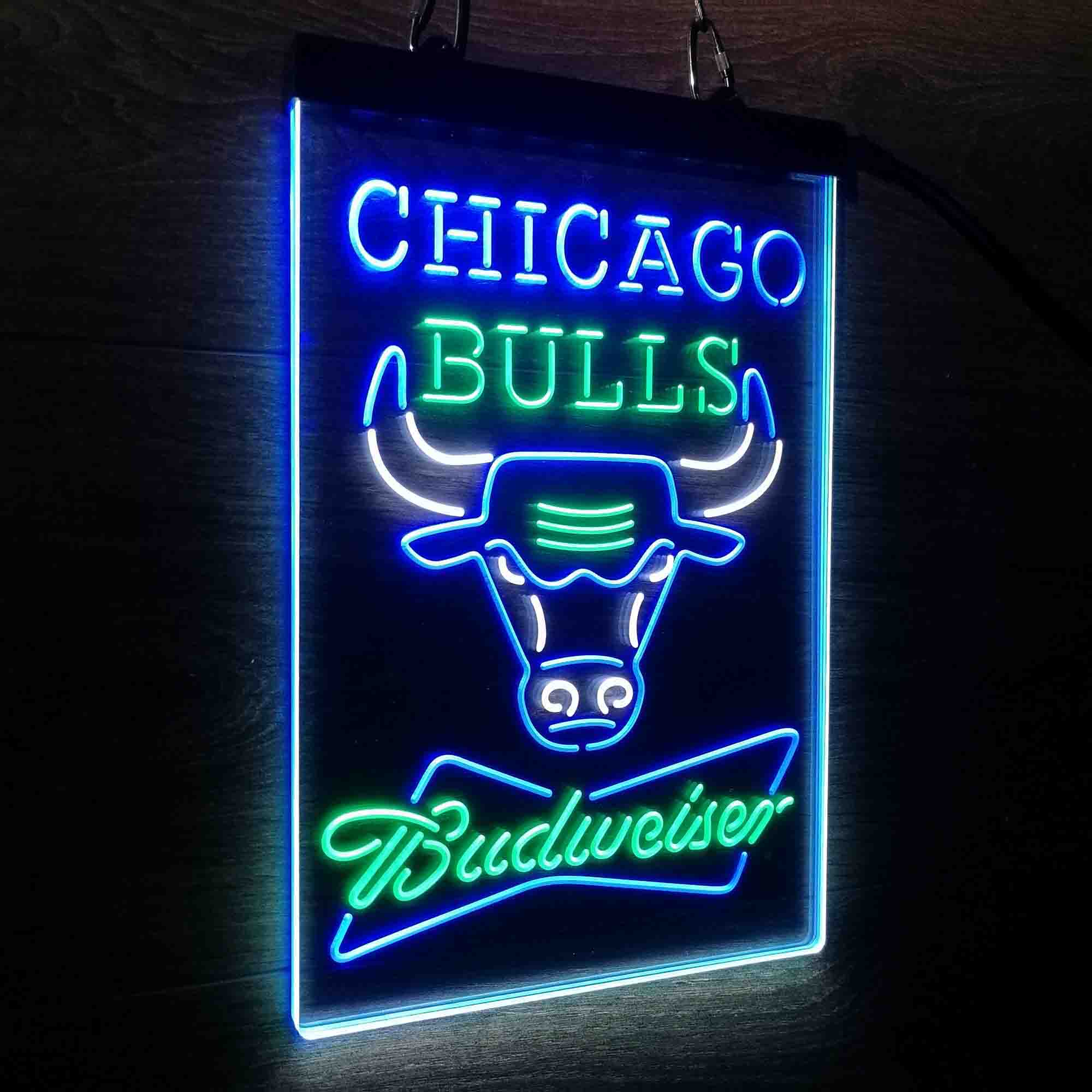 Chicago Bulls Nba Budweiser Neon 3-Color LED Sign