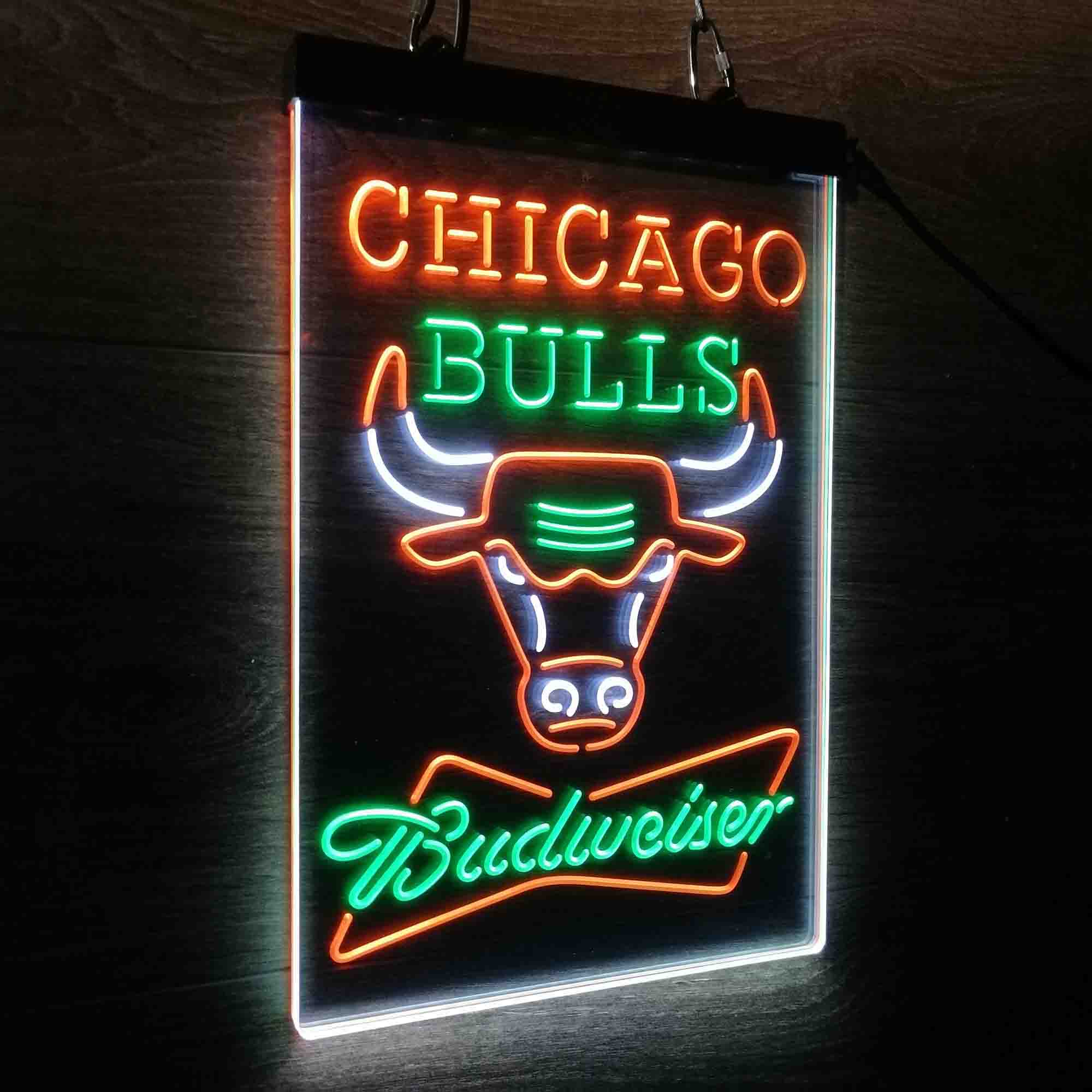 Chicago Bulls Nba Budweiser Neon 3-Color LED Sign