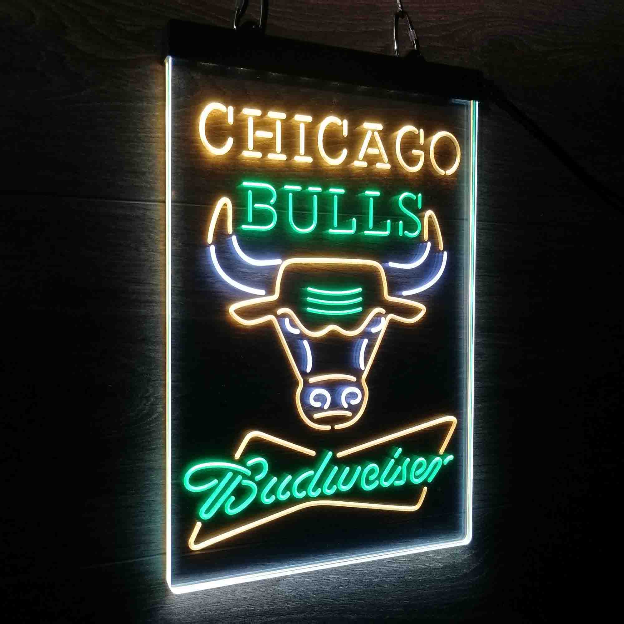 Chicago Bulls Nba Budweiser Neon 3-Color LED Sign