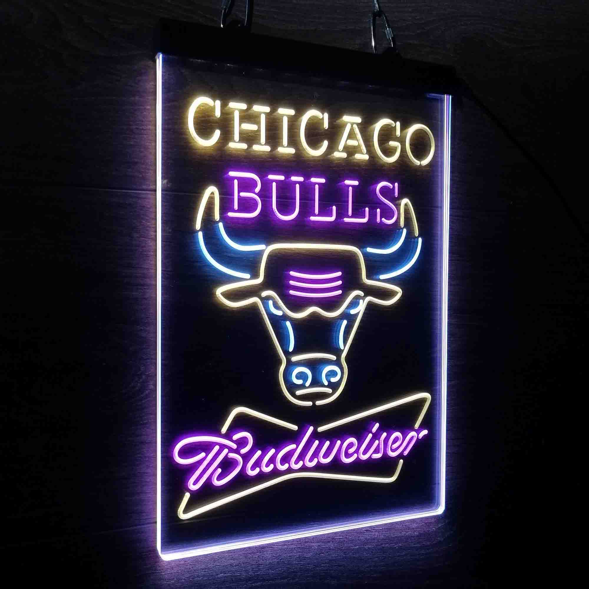 Chicago Bulls Nba Budweiser Neon 3-Color LED Sign