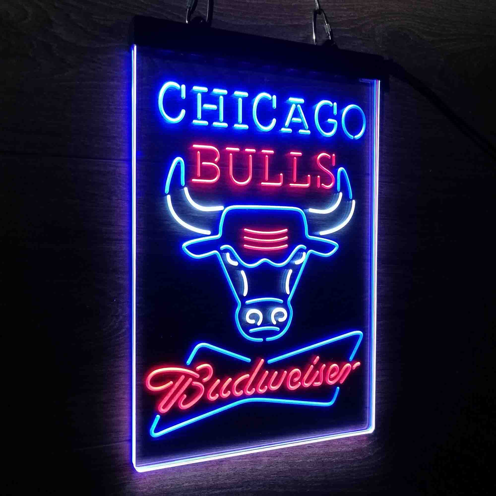 Chicago Bulls Nba Budweiser Neon 3-Color LED Sign