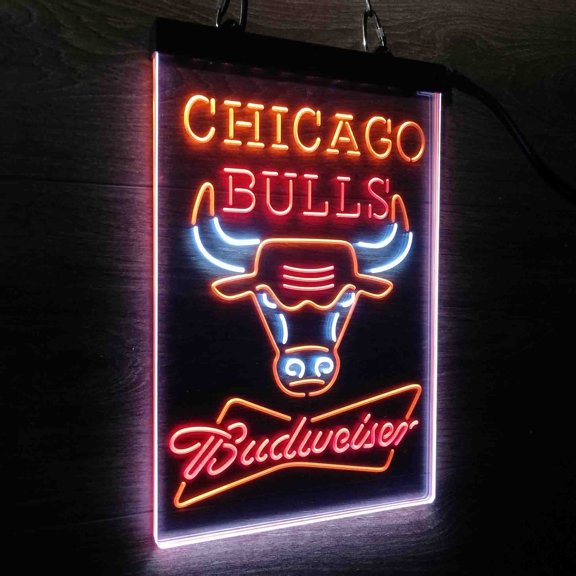 Chicago Bulls Nba Budweiser Neon 3-Color LED Sign