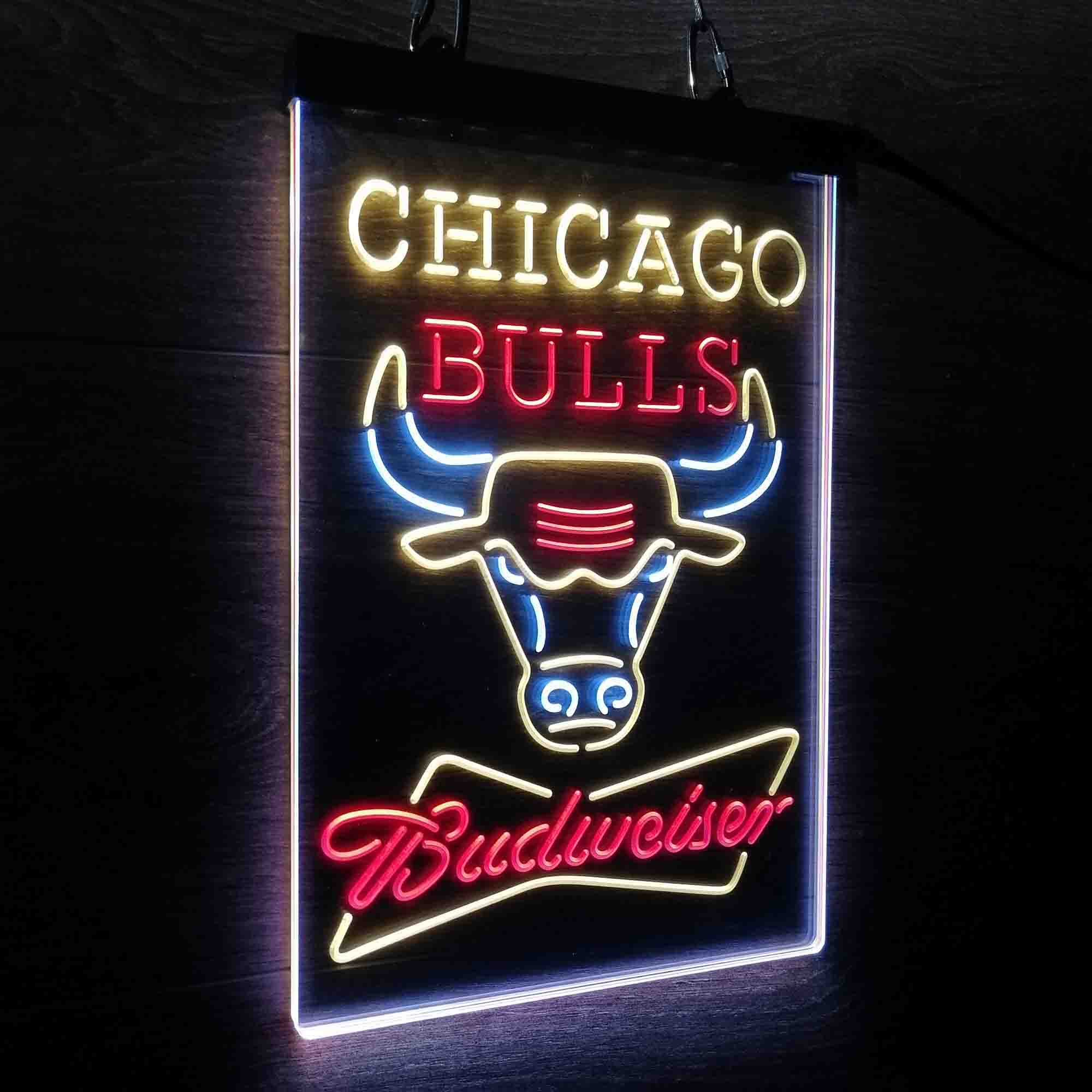 Chicago Bulls Nba Budweiser Neon 3-Color LED Sign