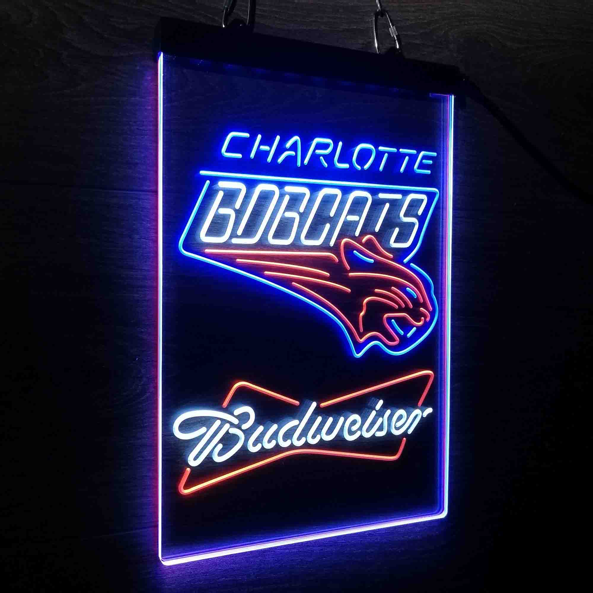 Charlotte Bobcats Nba Budweiser Neon 3-Color LED Sign