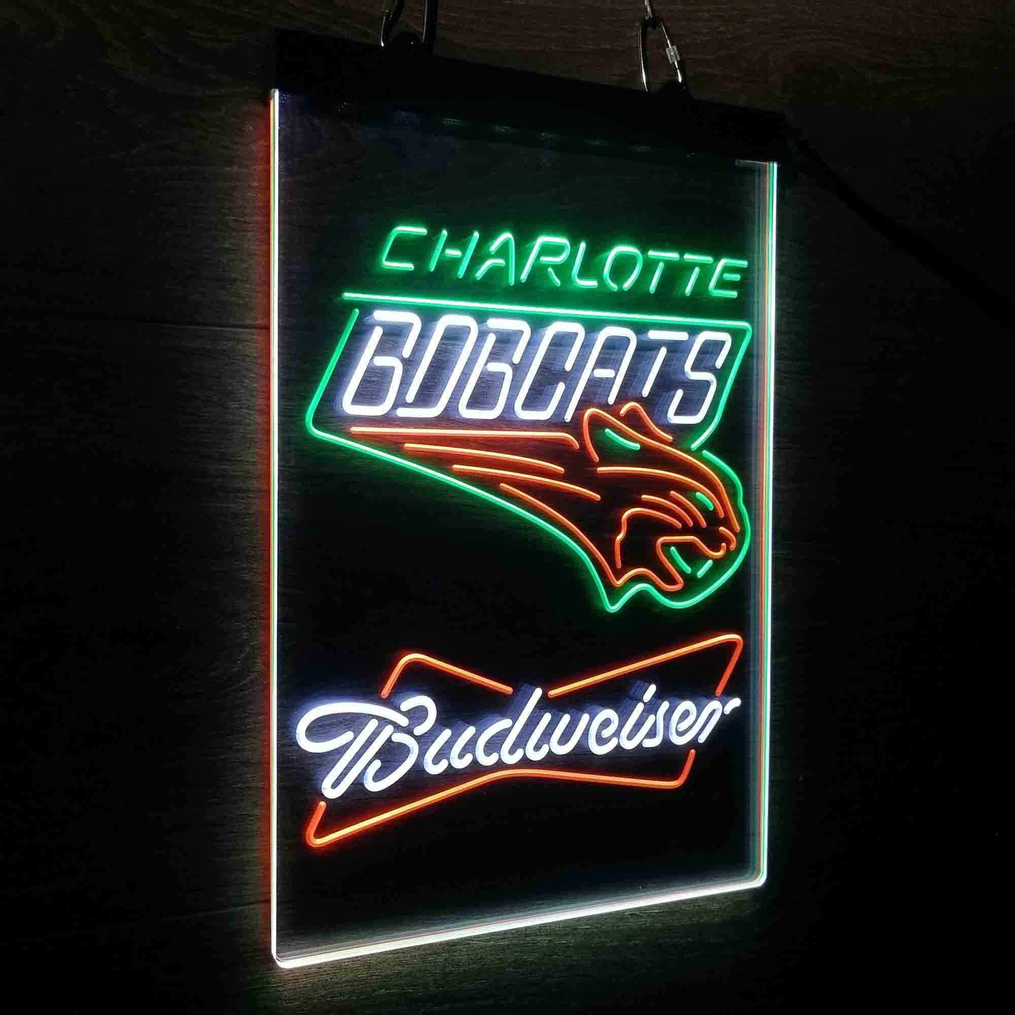 Charlotte Bobcats Nba Budweiser Neon 3-Color LED Sign