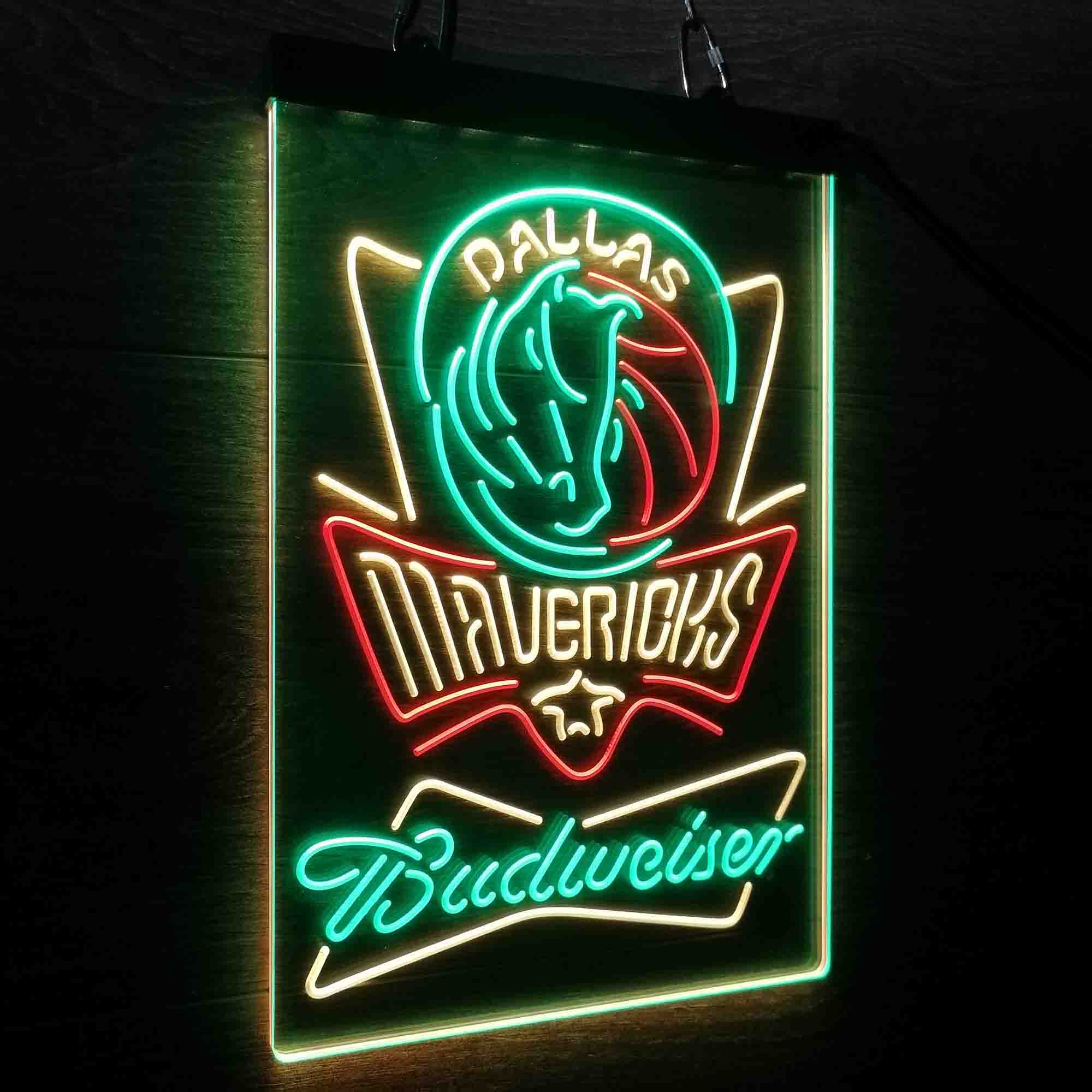 Dallas Mavericks Nba Budweiser Neon 3-Color LED Sign