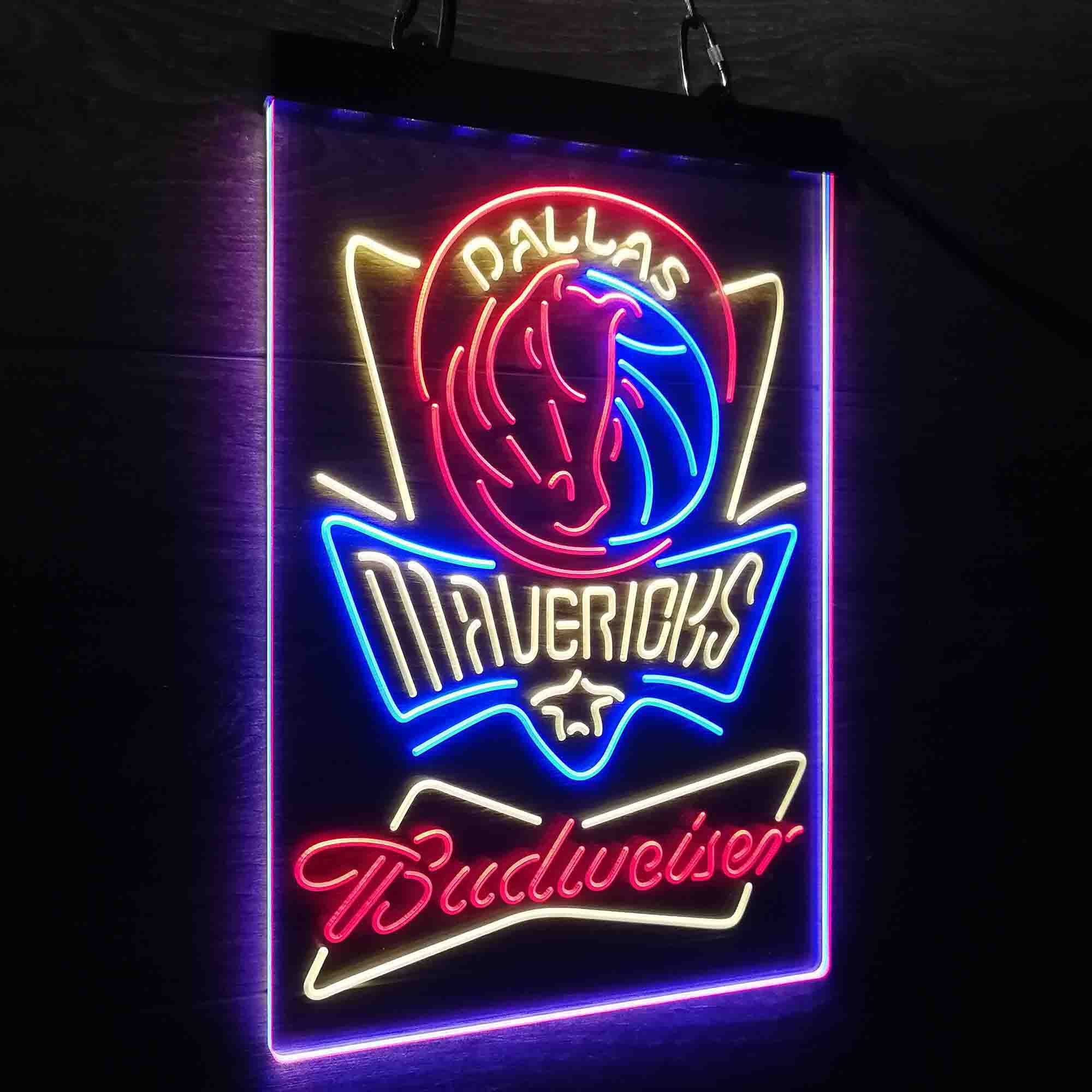 Dallas Mavericks Nba Budweiser Neon 3-Color LED Sign