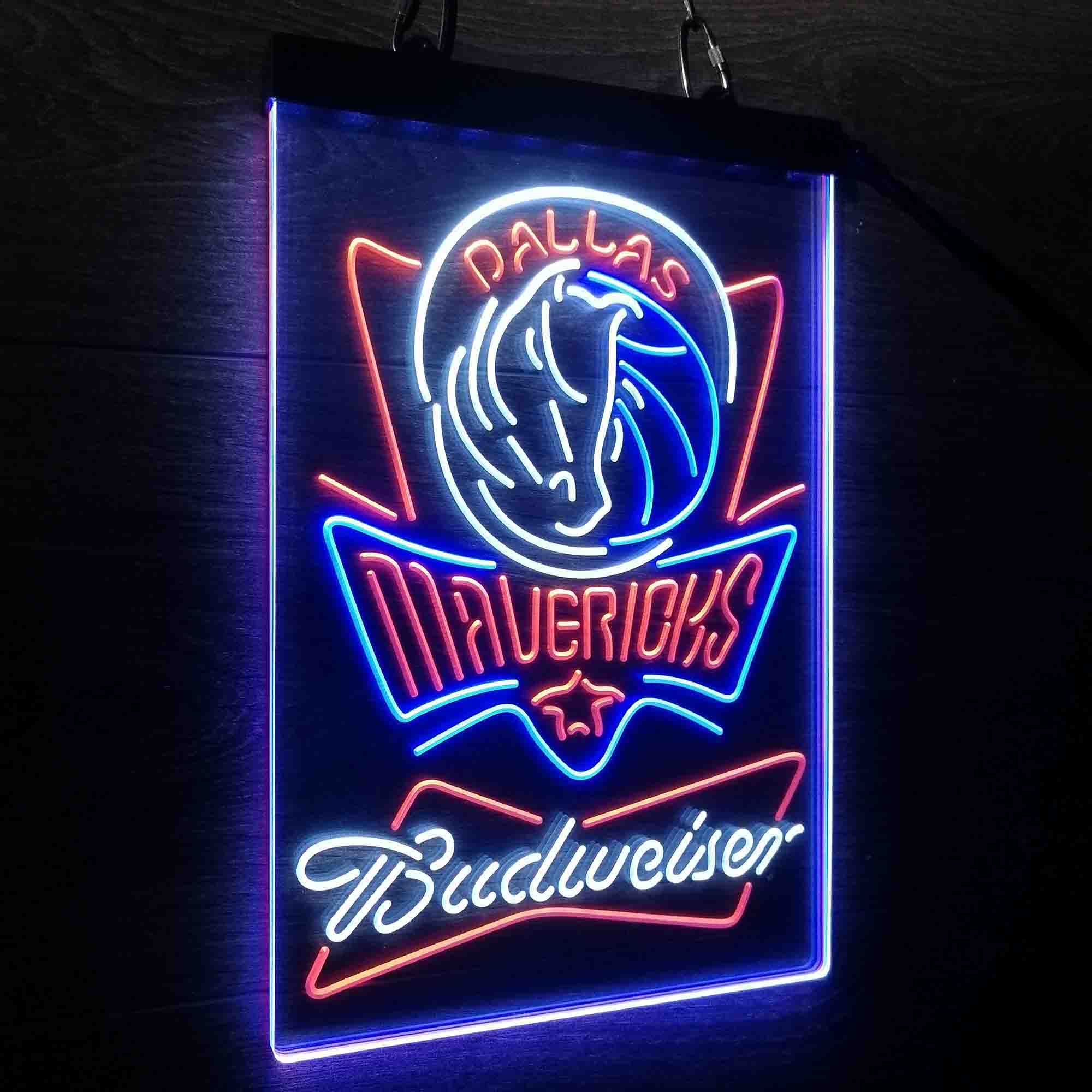 Dallas Mavericks Nba Budweiser Neon 3-Color LED Sign