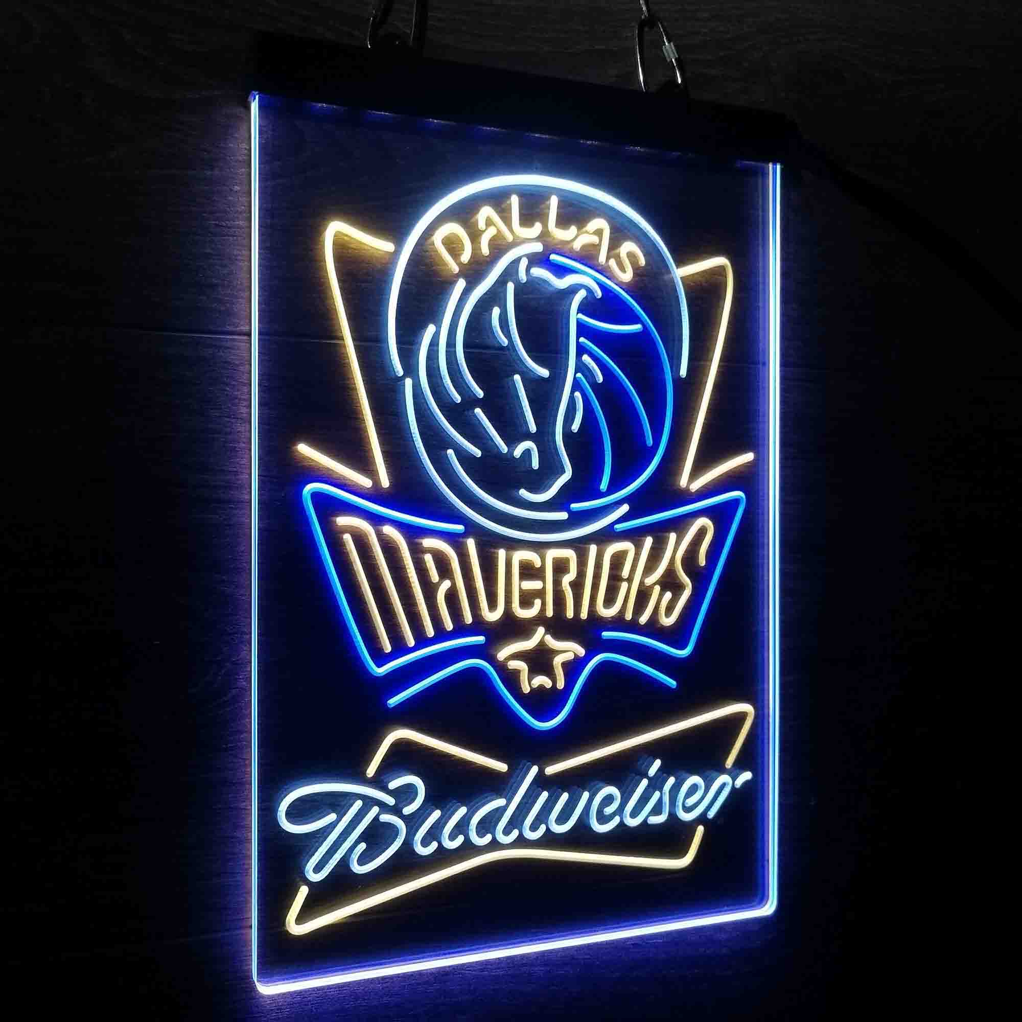 Dallas Mavericks Nba Budweiser Neon 3-Color LED Sign