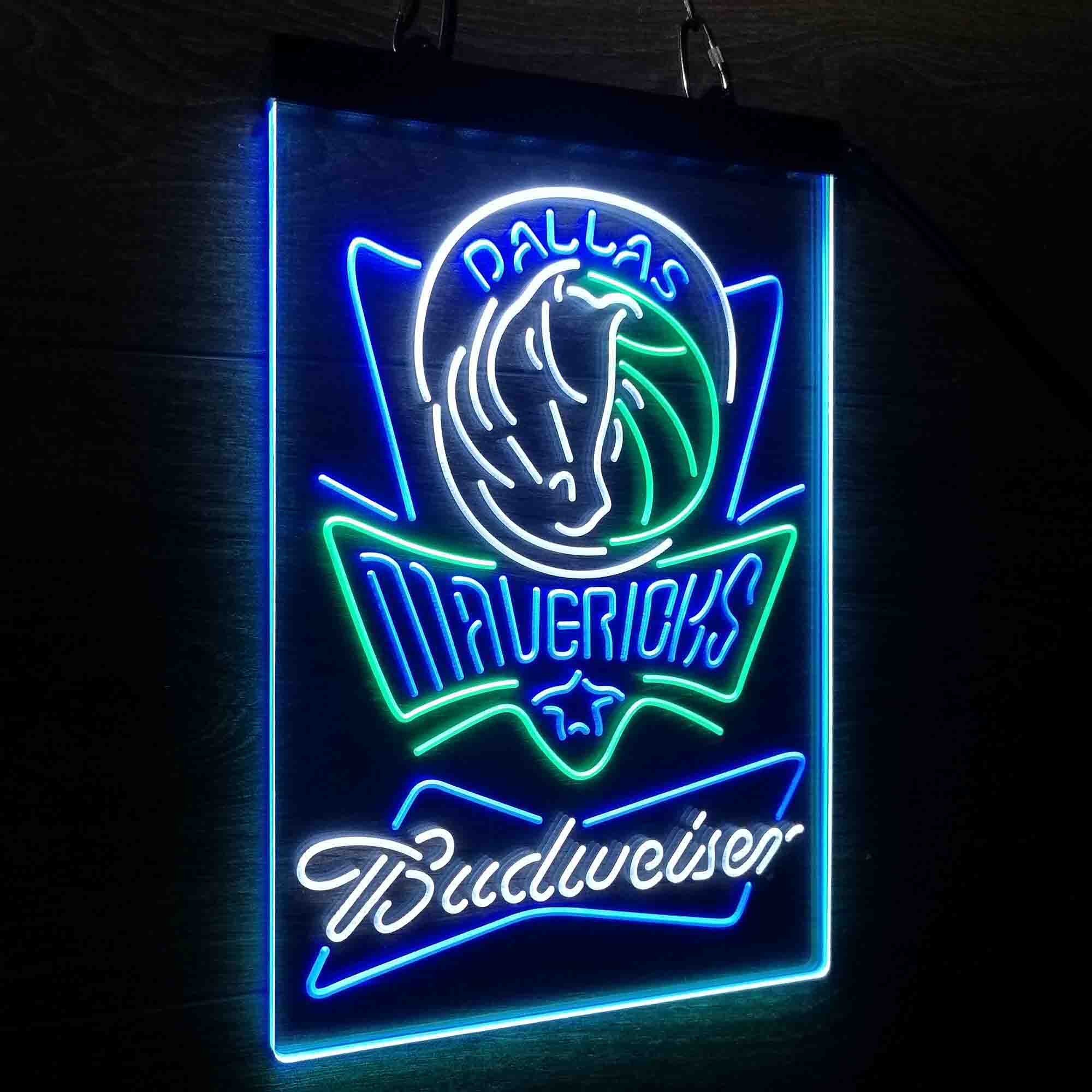 Dallas Mavericks Nba Budweiser Neon 3-Color LED Sign