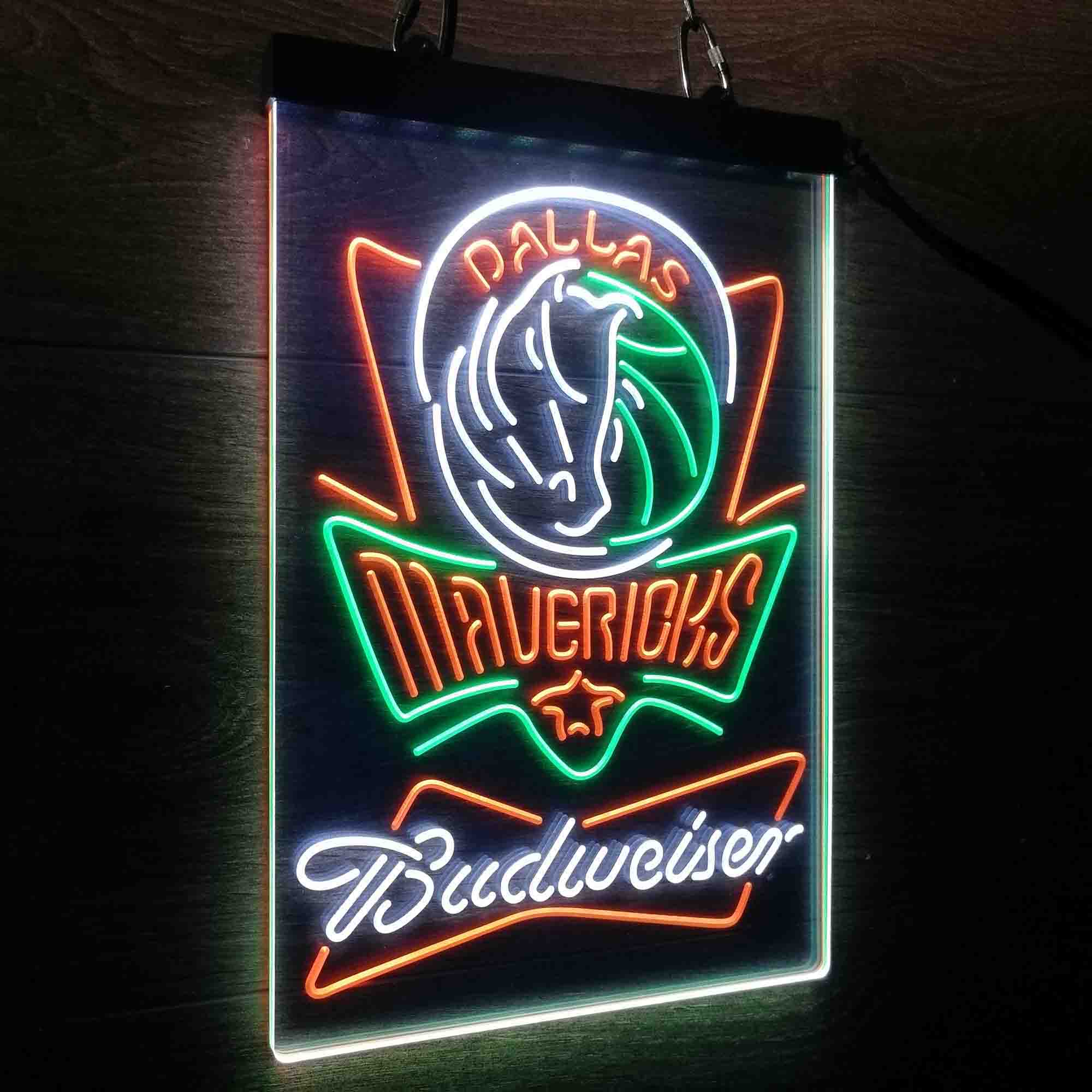 Dallas Mavericks Nba Budweiser Neon 3-Color LED Sign