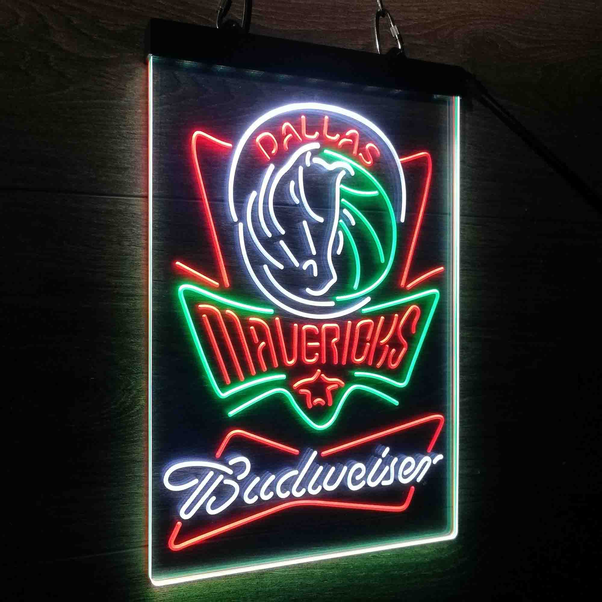 Dallas Mavericks Nba Budweiser Neon 3-Color LED Sign