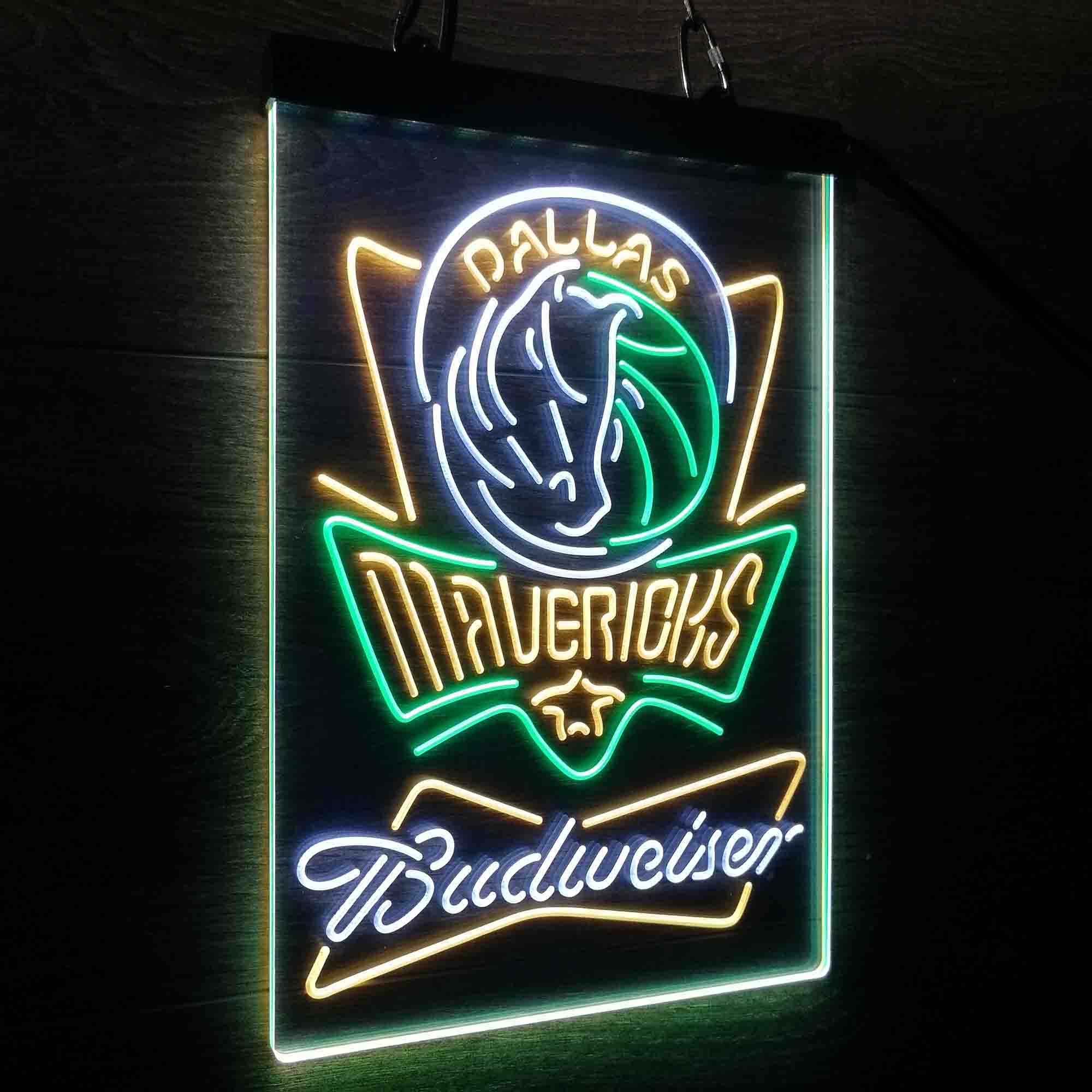 Dallas Mavericks Nba Budweiser Neon 3-Color LED Sign