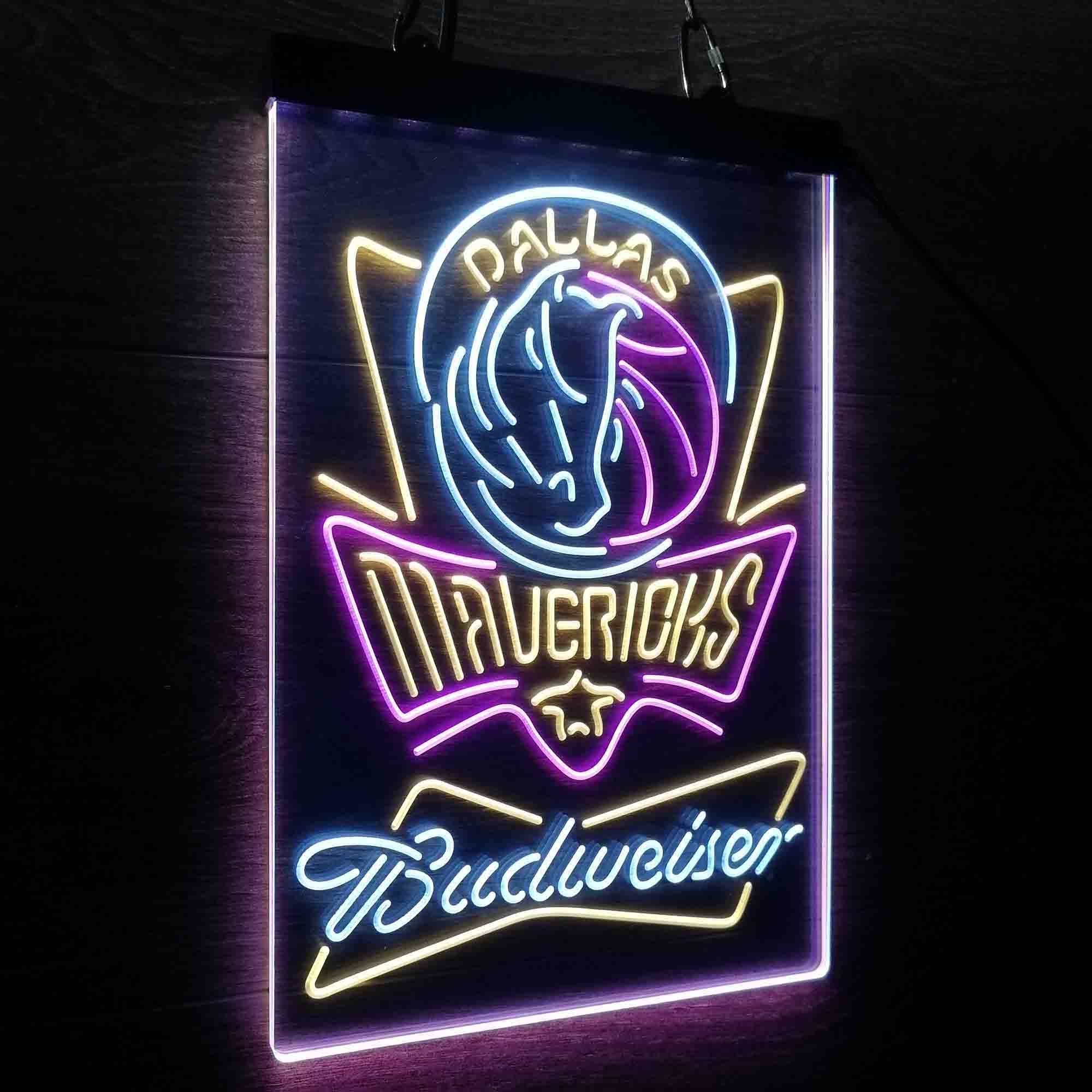 Dallas Mavericks Nba Budweiser Neon 3-Color LED Sign