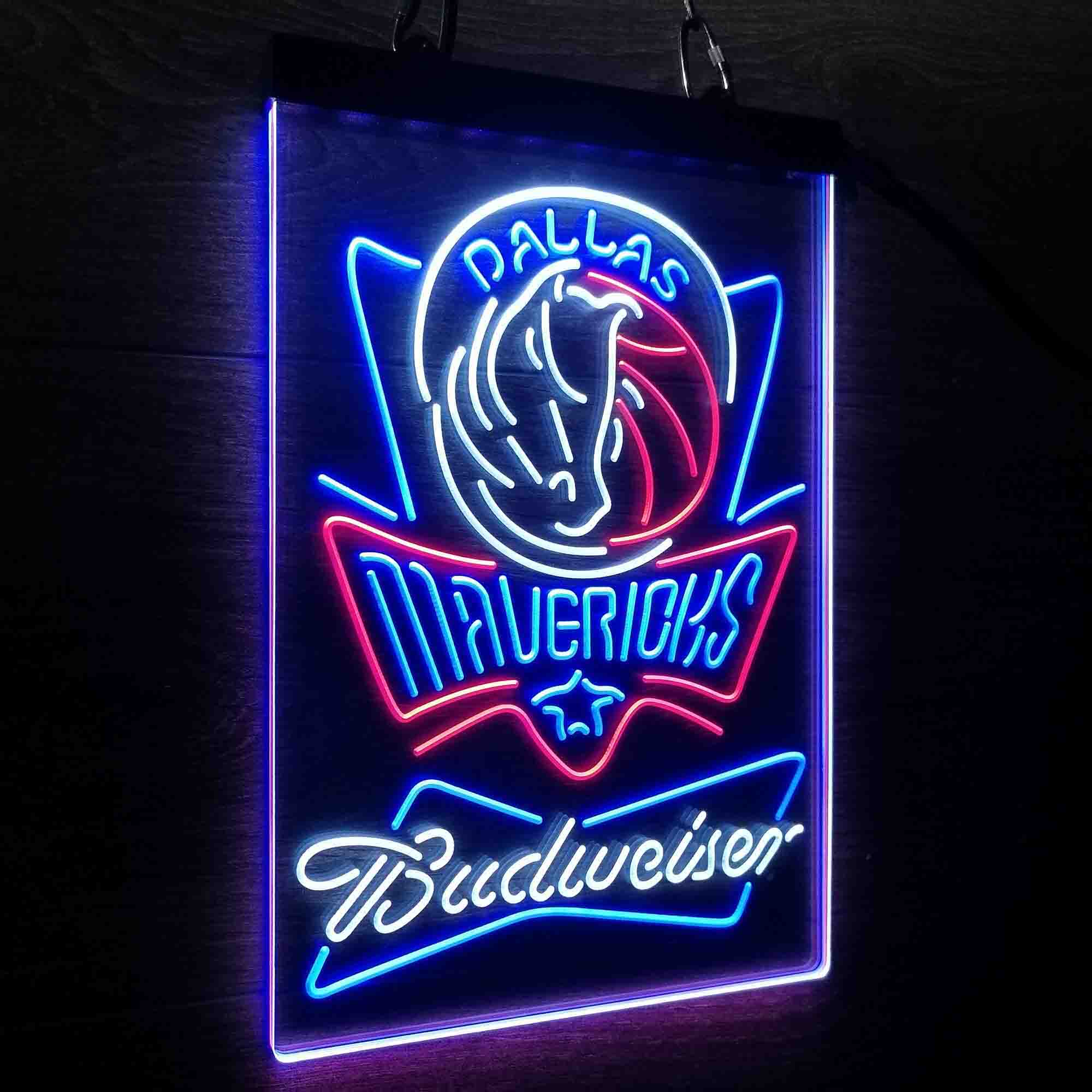 Dallas Mavericks Nba Budweiser Neon 3-Color LED Sign