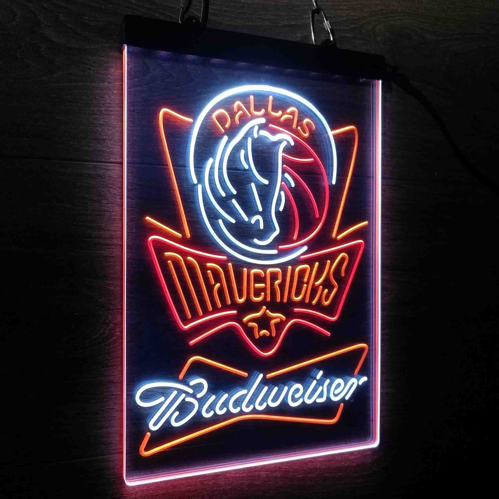 Dallas Mavericks Nba Budweiser Neon 3-Color LED Sign