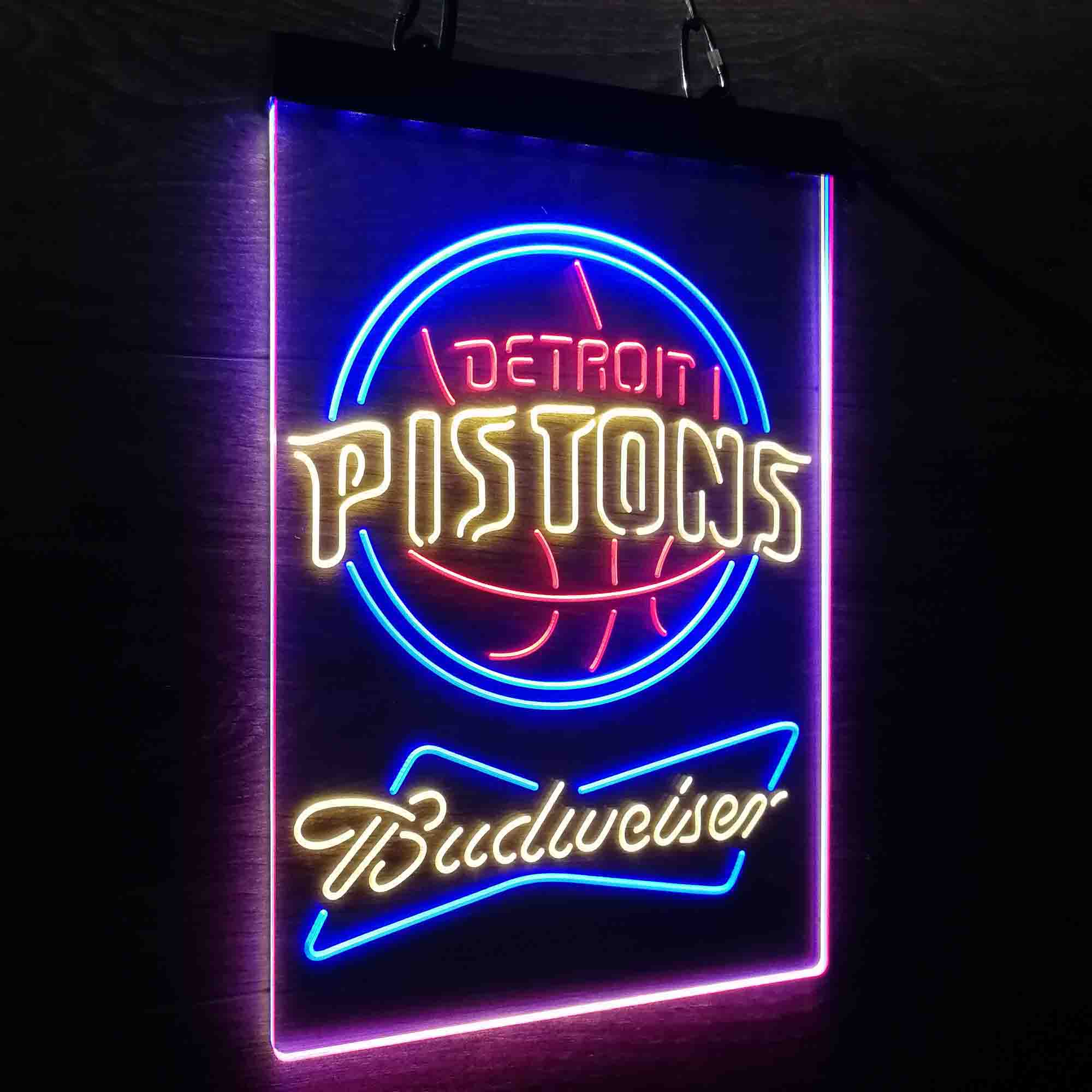 Detroit Pistons Nba Budweiser Neon 3-Color LED Sign