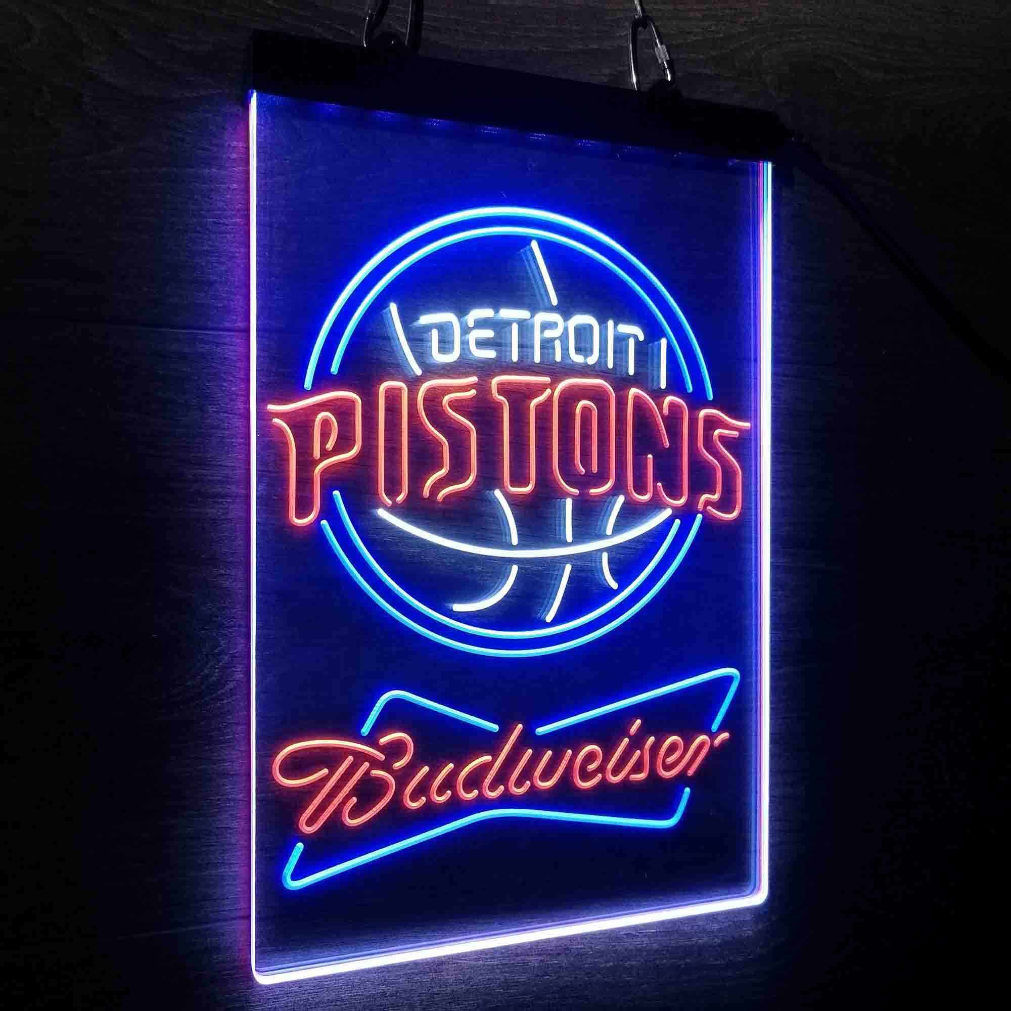 Detroit Pistons Nba Budweiser Neon 3-Color LED Sign