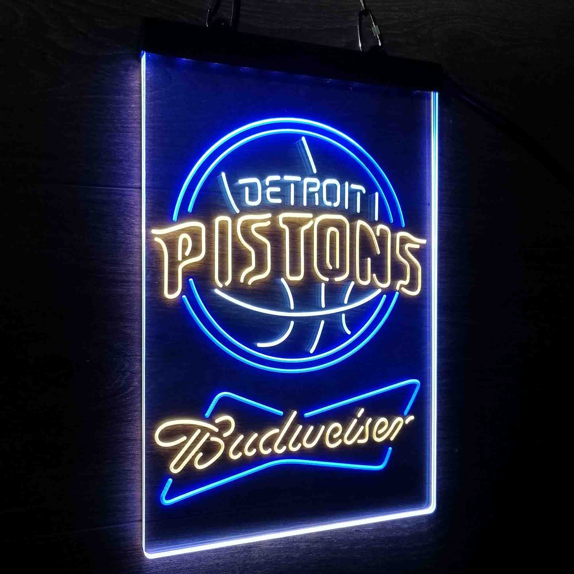 Detroit Pistons Nba Budweiser Neon 3-Color LED Sign