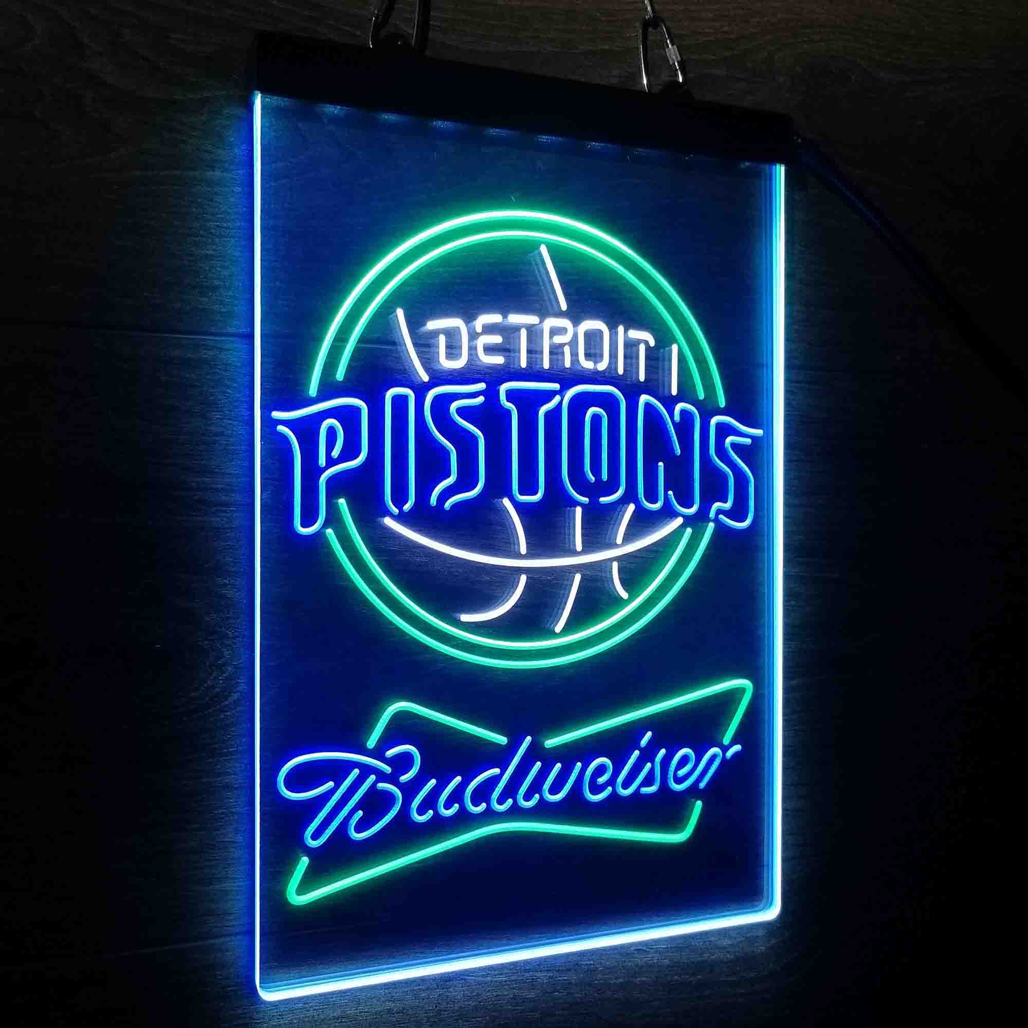 Detroit Pistons Nba Budweiser Neon 3-Color LED Sign