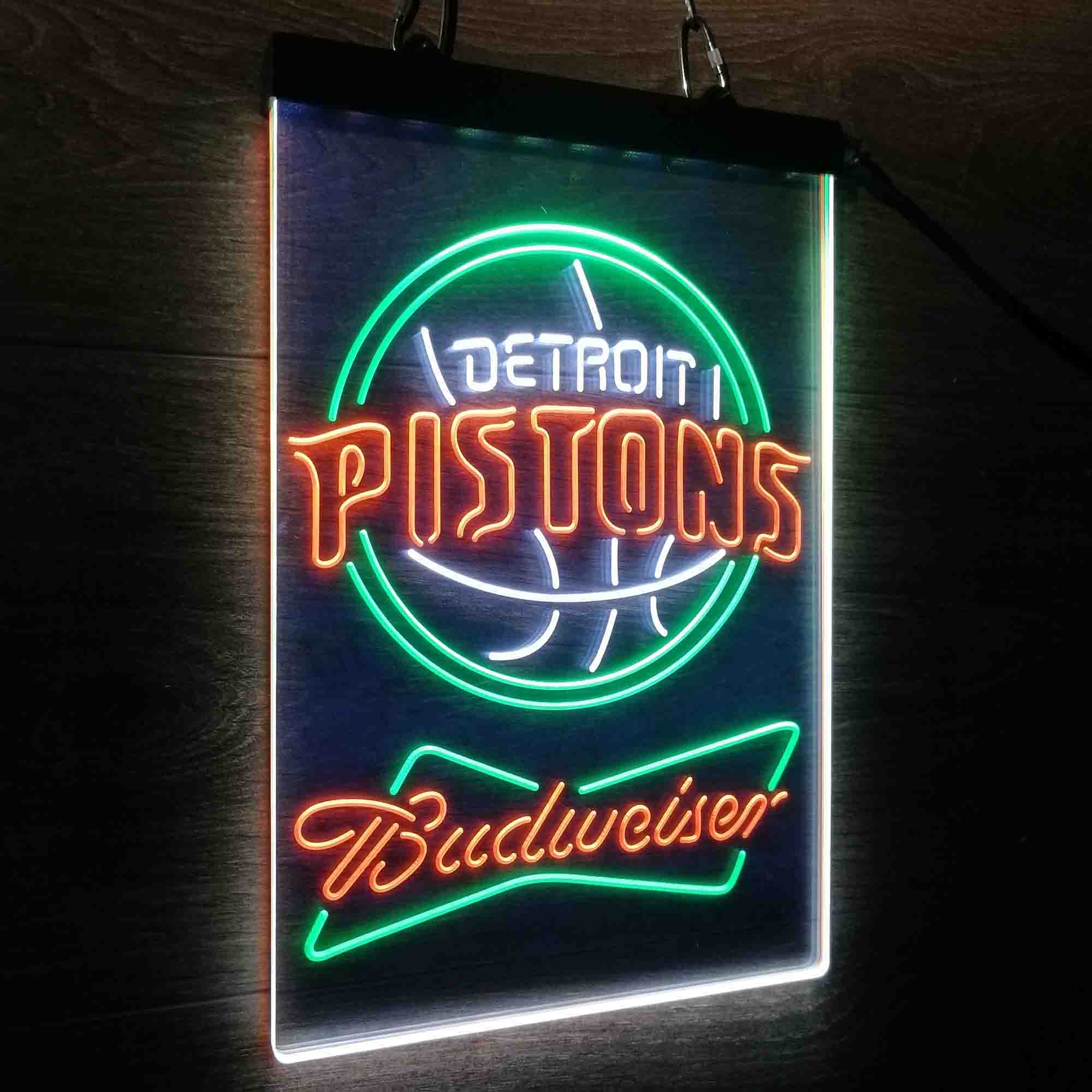 Detroit Pistons Nba Budweiser Neon 3-Color LED Sign