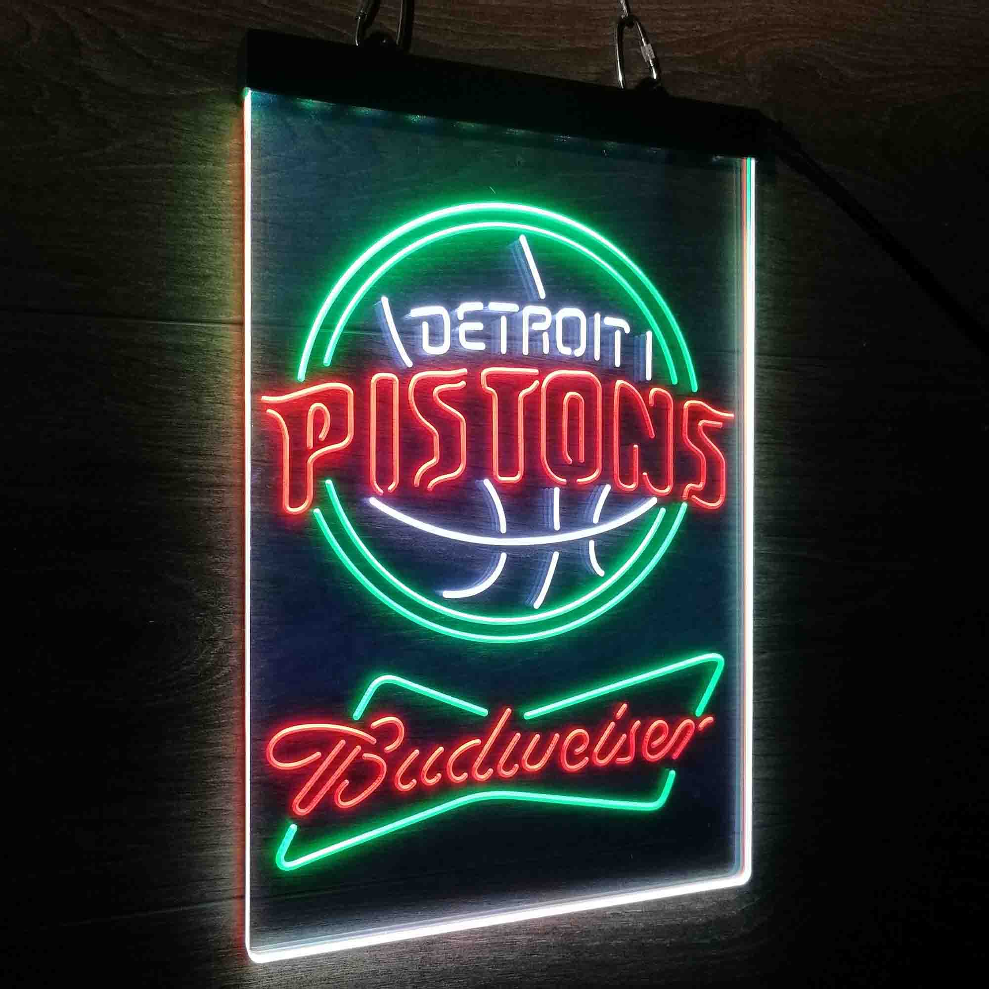 Detroit Pistons Nba Budweiser Neon 3-Color LED Sign