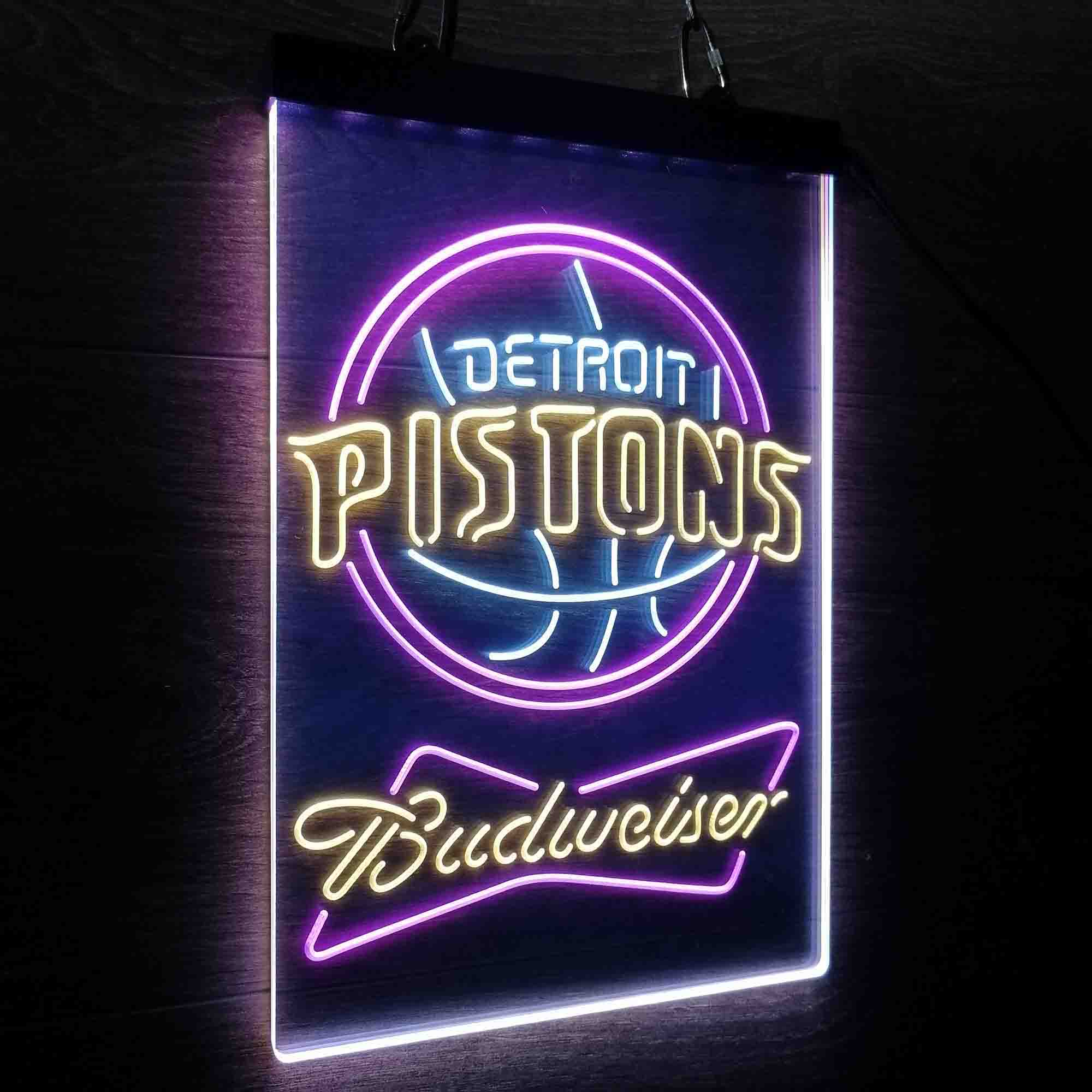 Detroit Pistons Nba Budweiser Neon 3-Color LED Sign