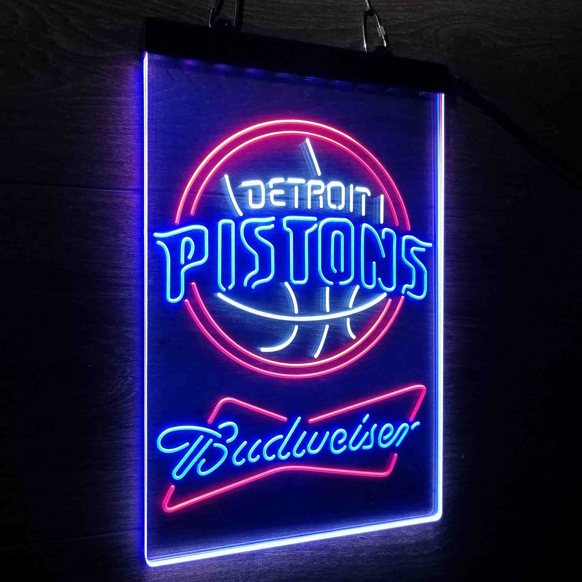 Detroit Pistons Nba Budweiser Neon 3-Color LED Sign