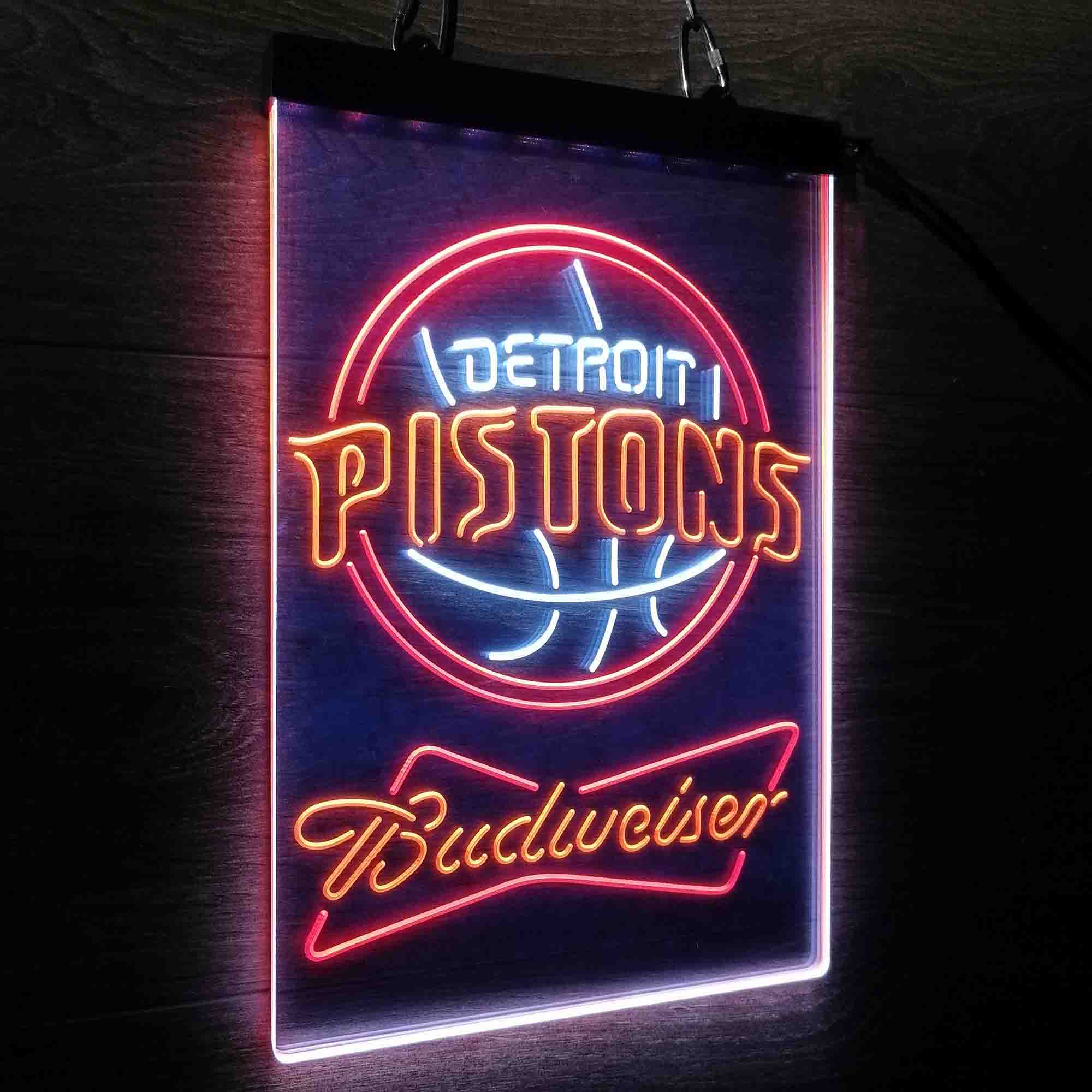 Detroit Pistons Nba Budweiser Neon 3-Color LED Sign