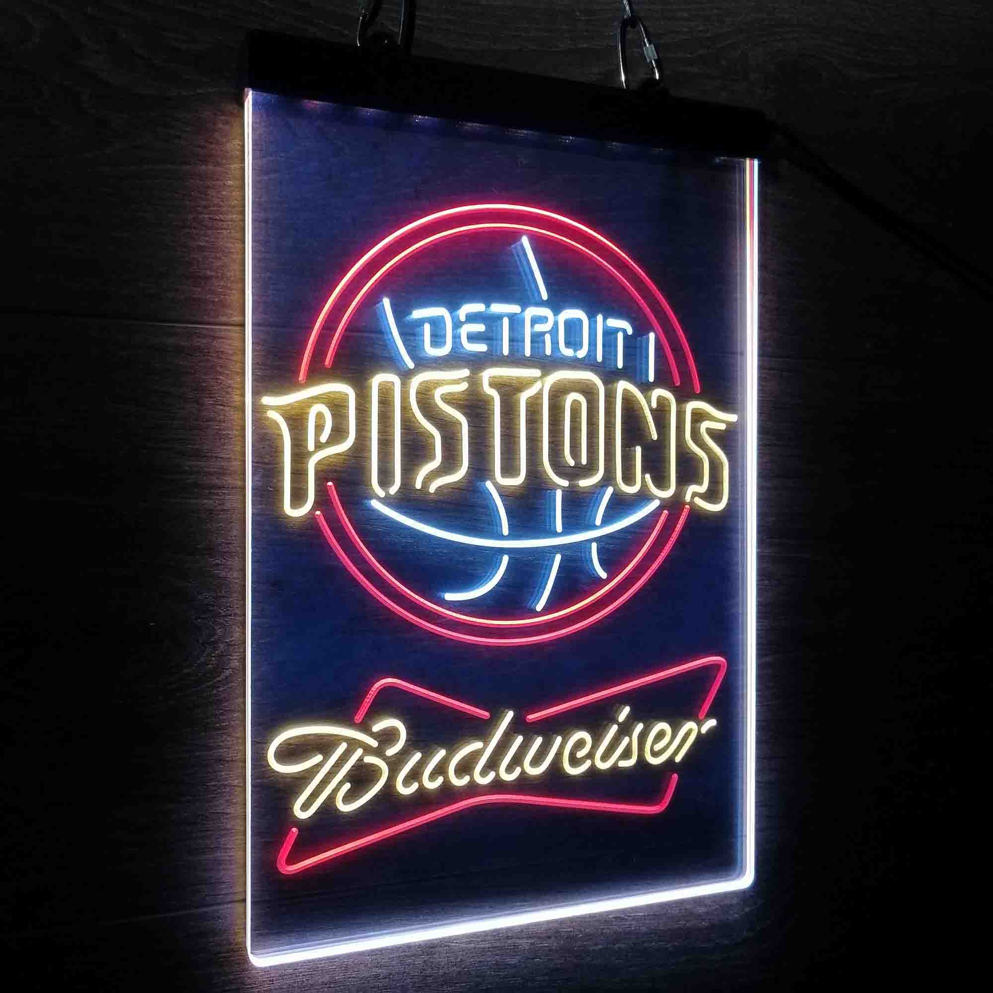 Detroit Pistons Nba Budweiser Neon 3-Color LED Sign