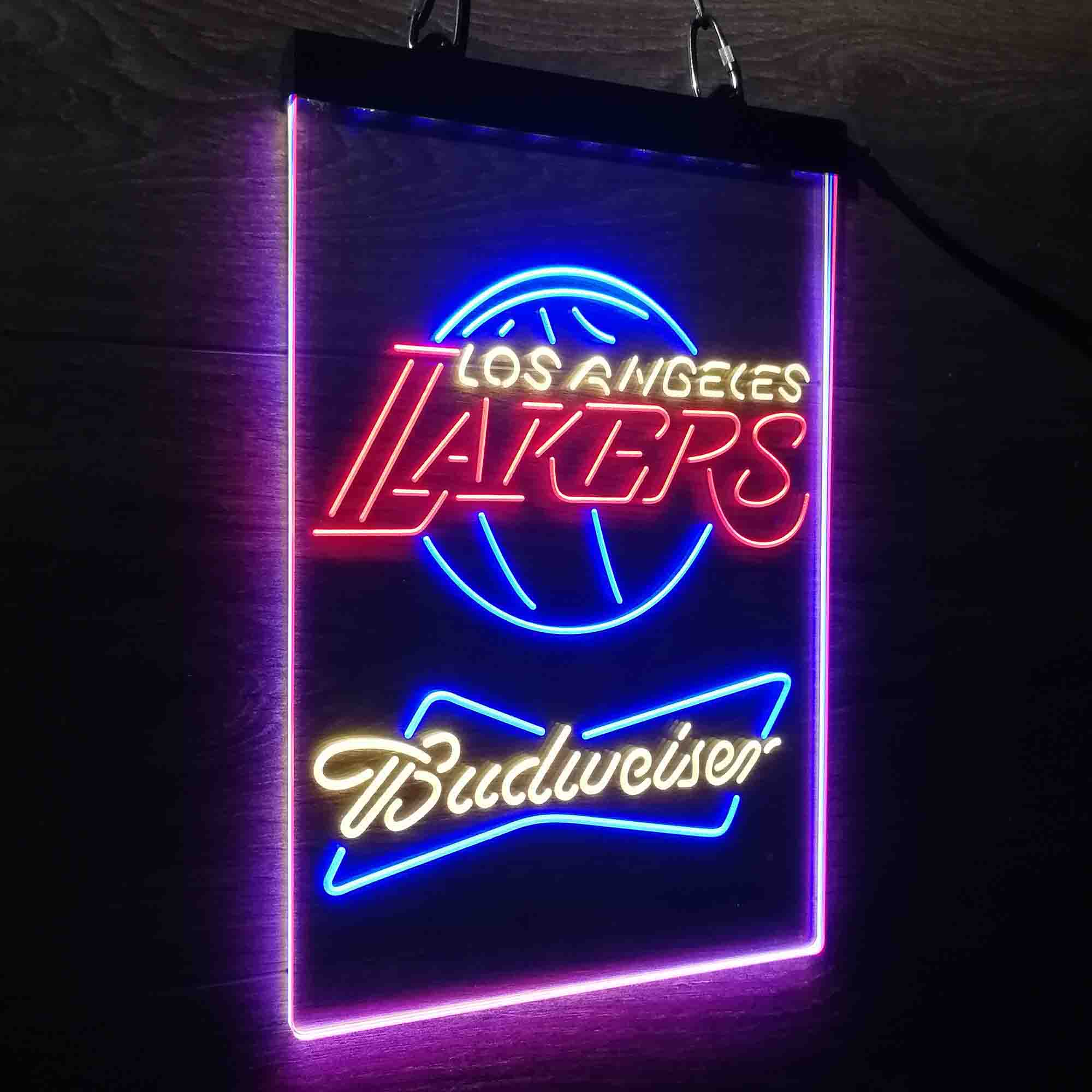 Los Angeles Lakers Nba Budweiser Neon 3-Color LED Sign