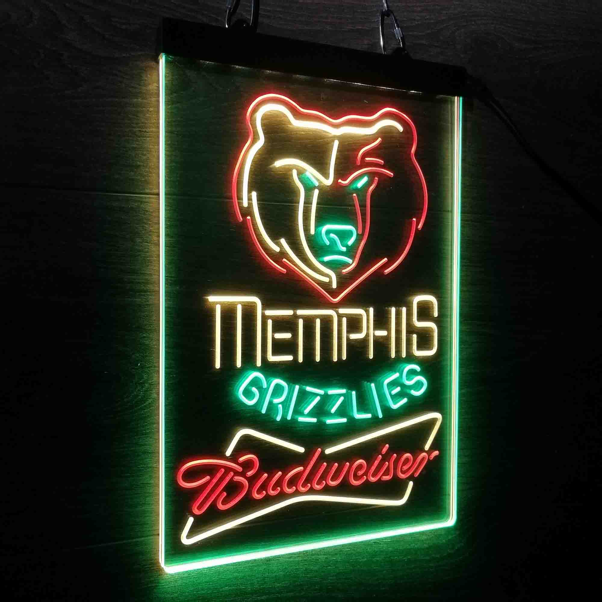 Memphis Grizzlies Nba Budweiser Neon 3-Color LED Sign