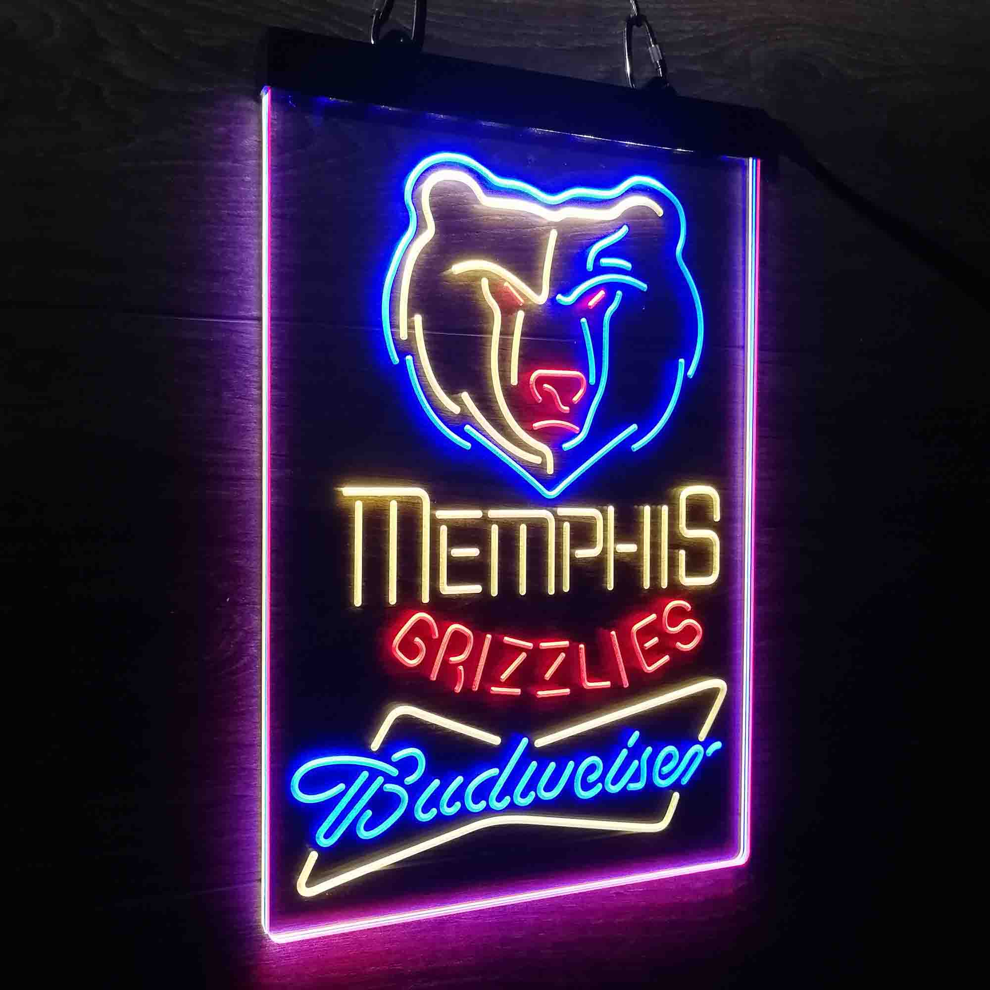 Memphis Grizzlies Nba Budweiser Neon 3-Color LED Sign