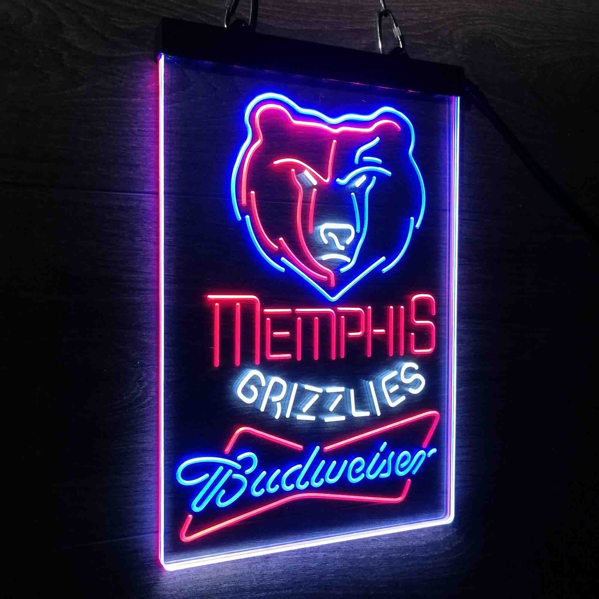 Memphis Grizzlies Nba Budweiser Neon 3-Color LED Sign