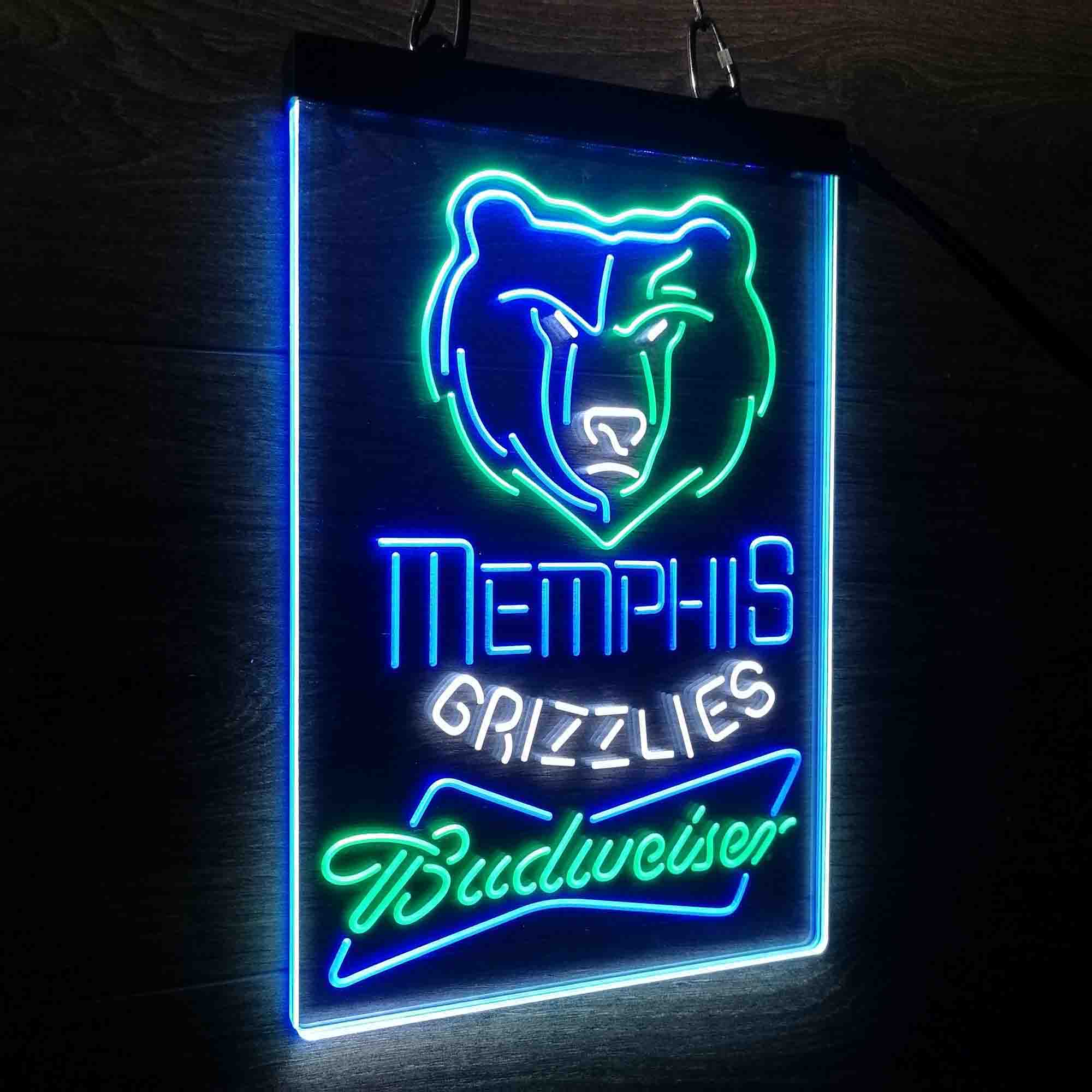 Memphis Grizzlies Nba Budweiser Neon 3-Color LED Sign