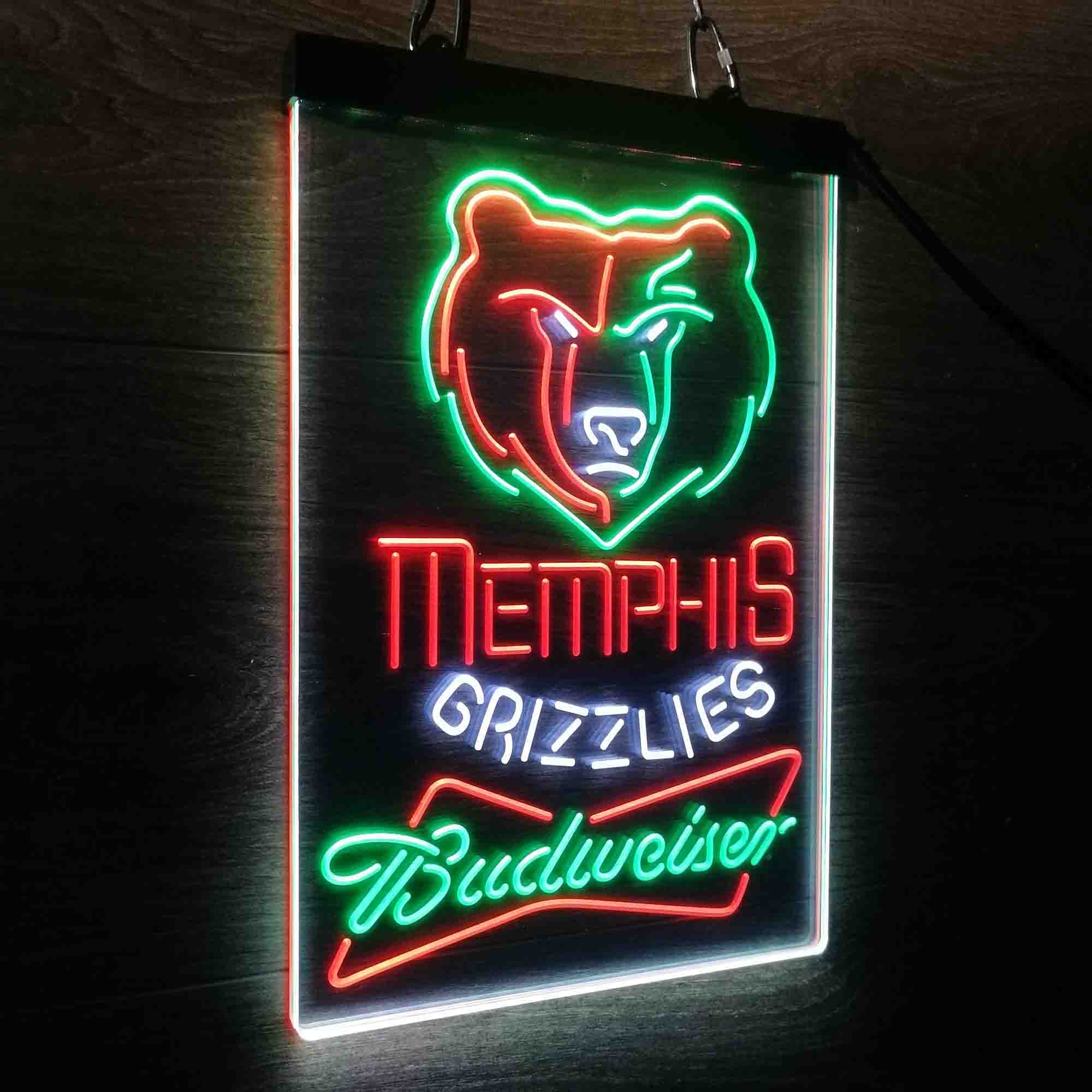 Memphis Grizzlies Nba Budweiser Neon 3-Color LED Sign