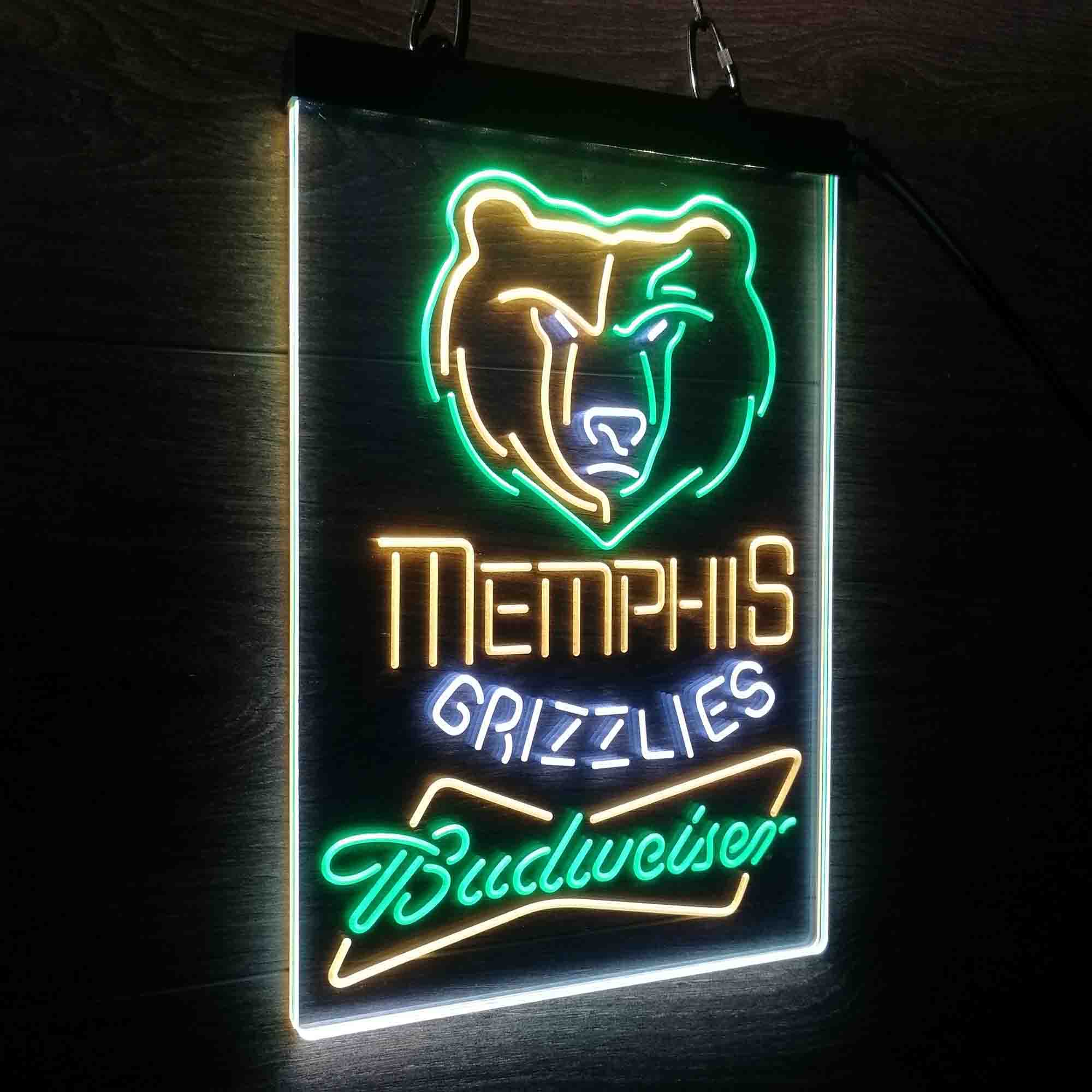 Memphis Grizzlies Nba Budweiser Neon 3-Color LED Sign