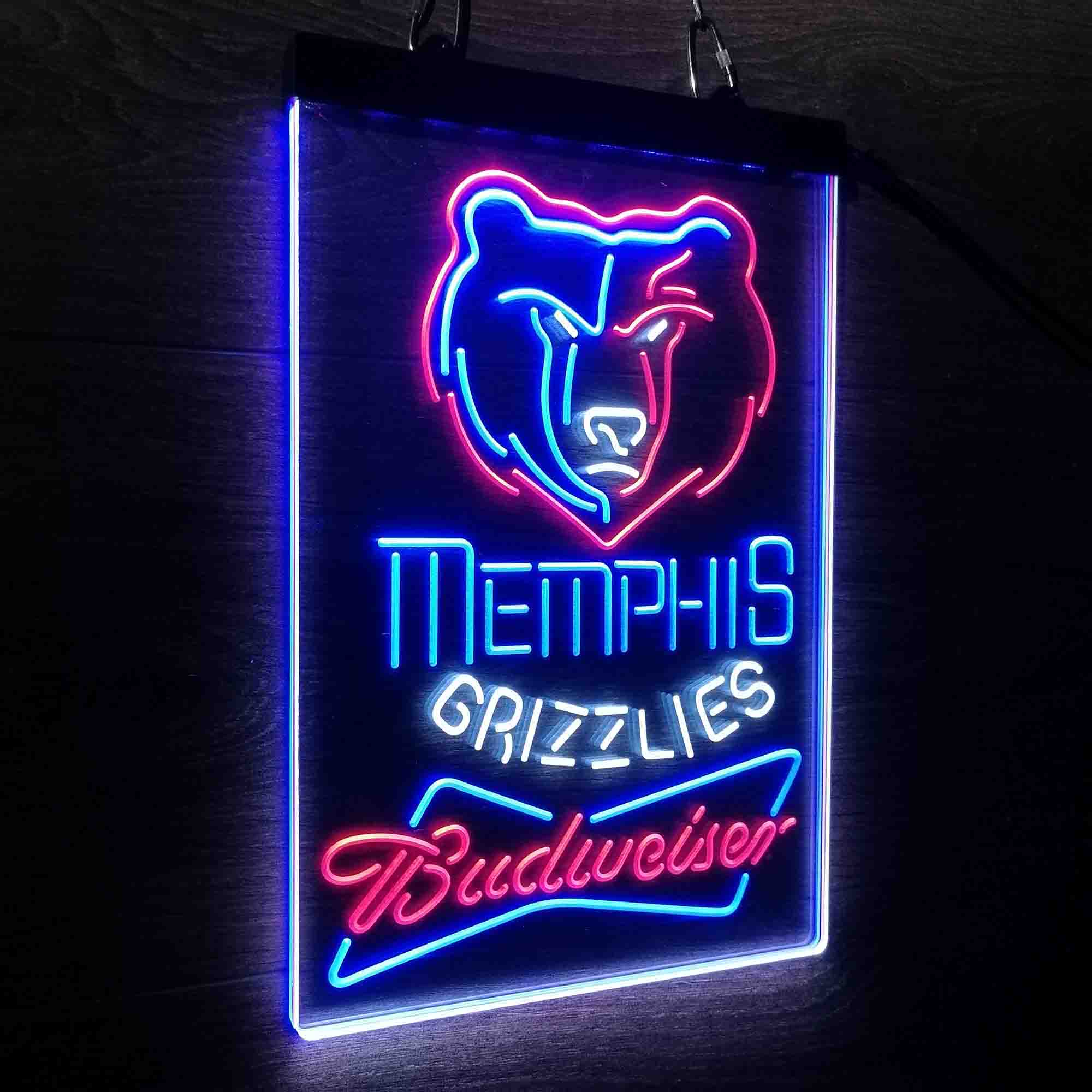 Memphis Grizzlies Nba Budweiser Neon 3-Color LED Sign