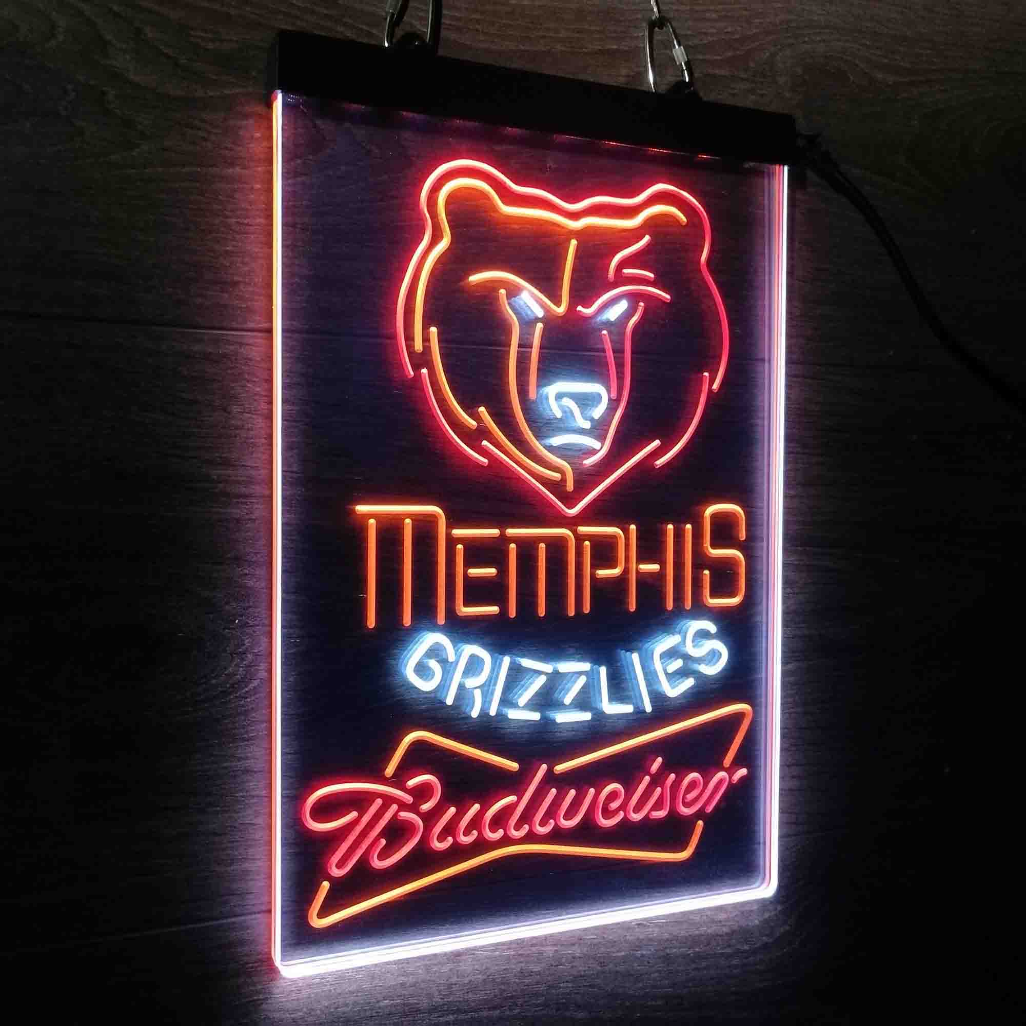 Memphis Grizzlies Nba Budweiser Neon 3-Color LED Sign