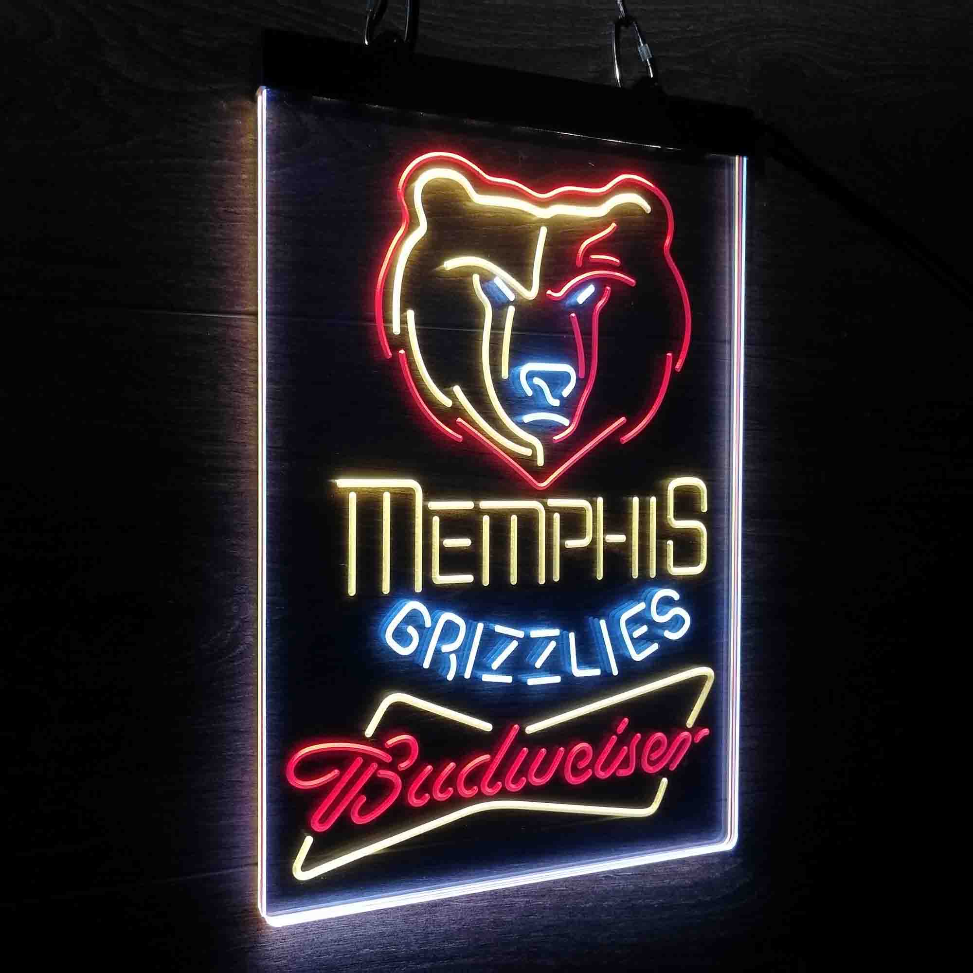 Memphis Grizzlies Nba Budweiser Neon 3-Color LED Sign