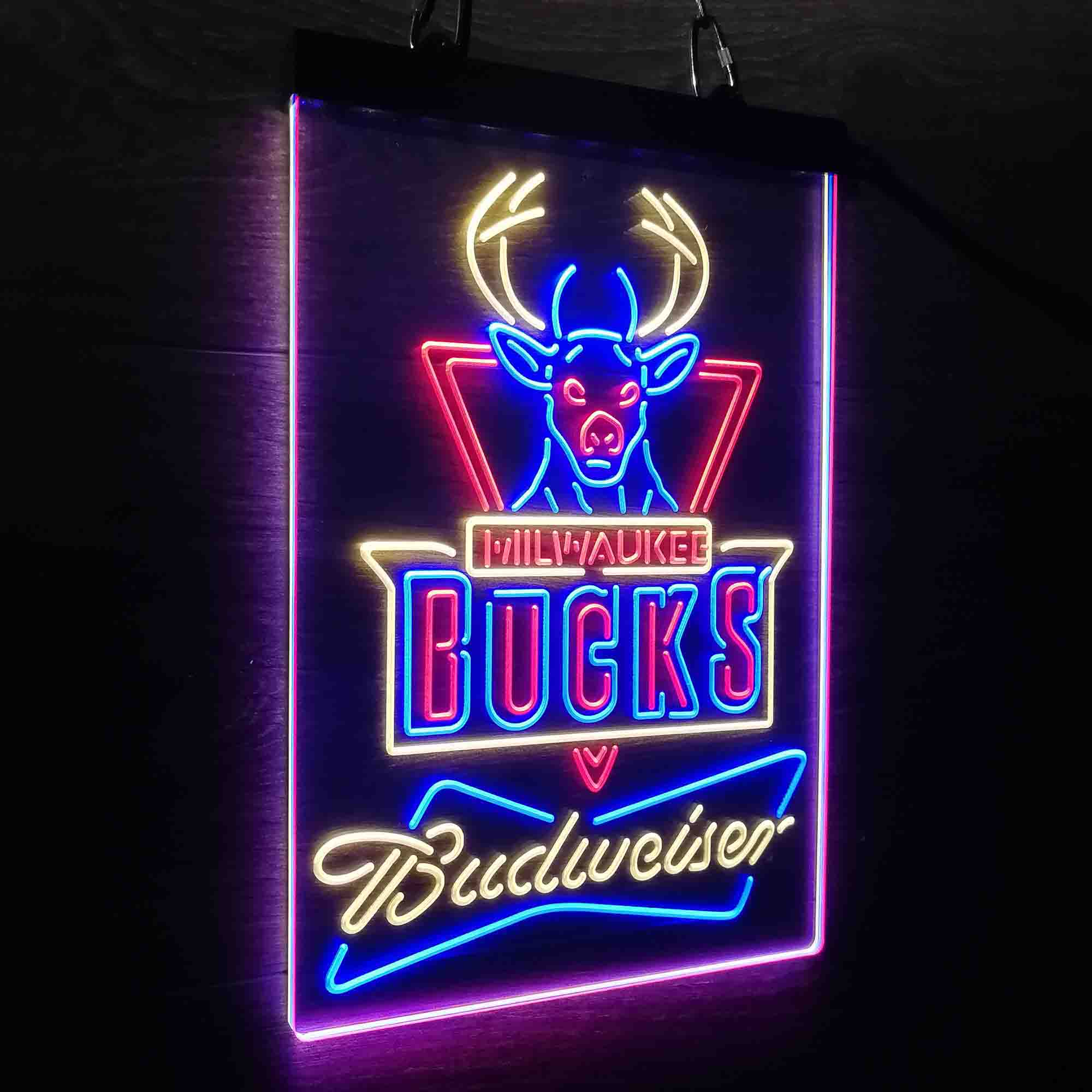 Milwaukee Bucks Nba Budweiser Neon 3-Color LED Sign